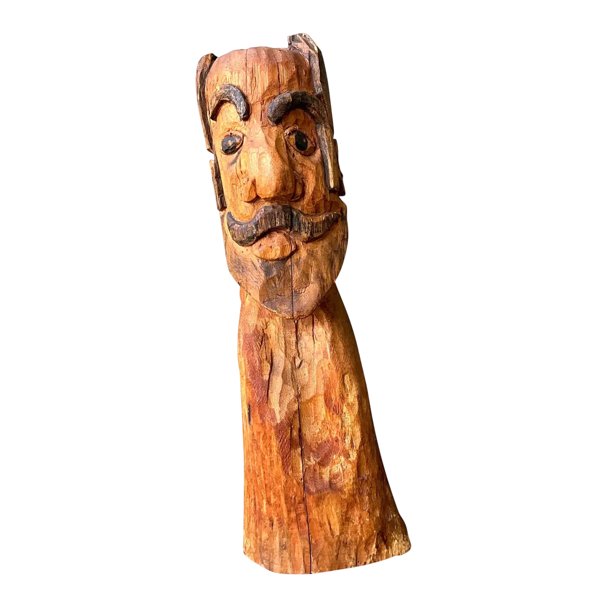 Vintage Hand Carved Man With Mustache