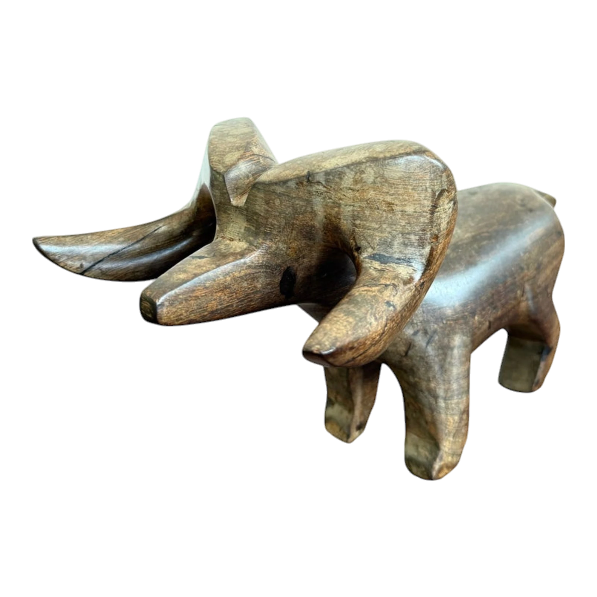 Vintage Hand-Carved Wooden Ram Figurine