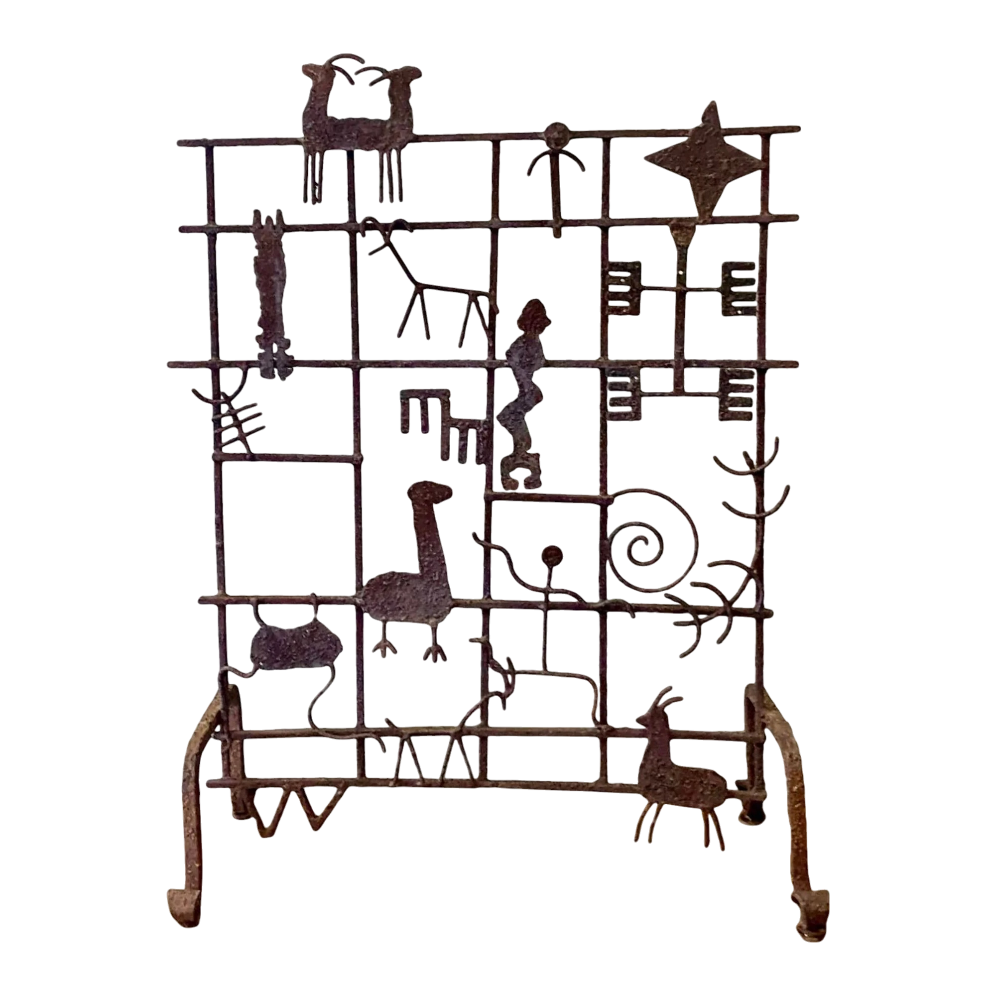 Vintage Hand Forged Iron Fireplace Screen
