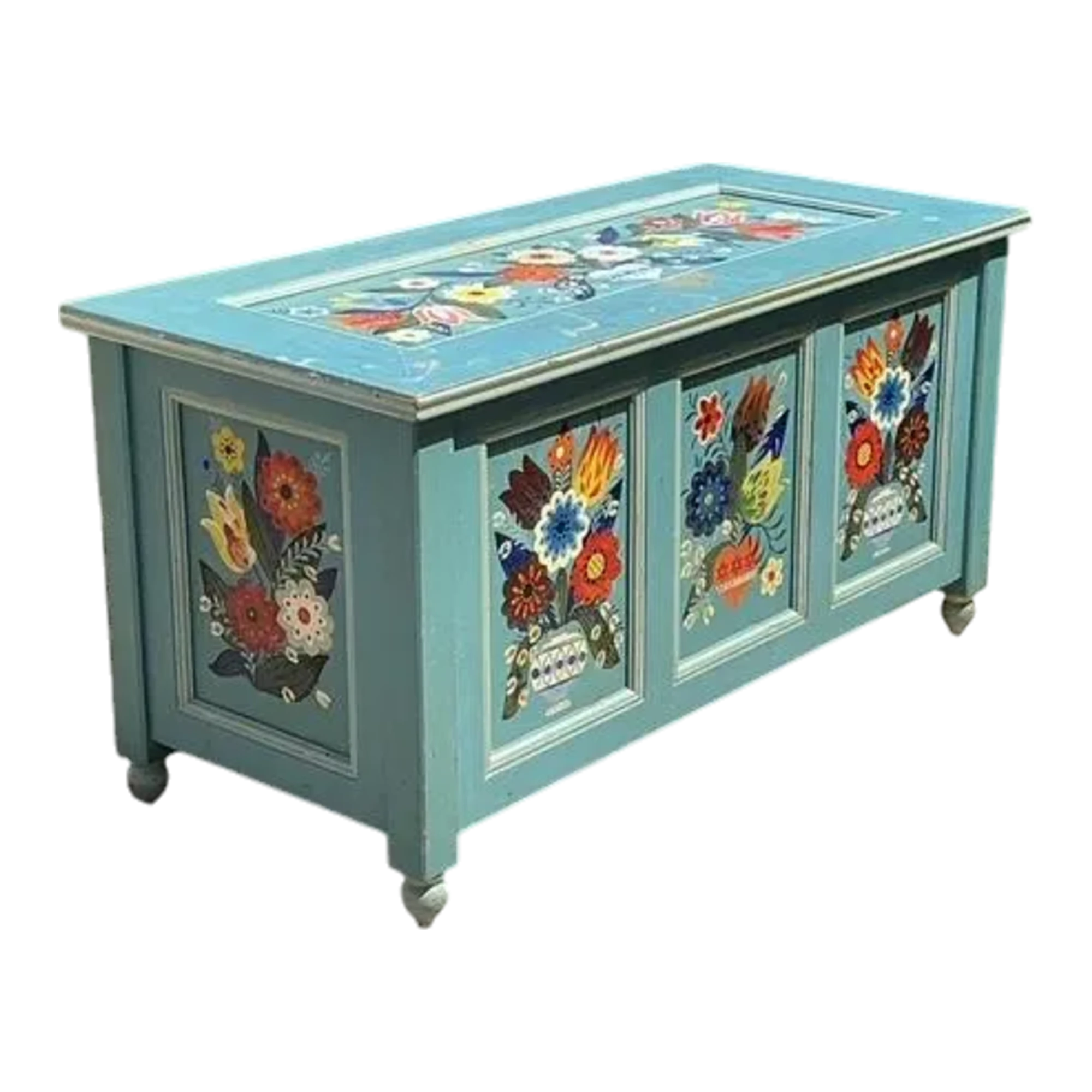 Vintage Hand Painted Blanket Trunk