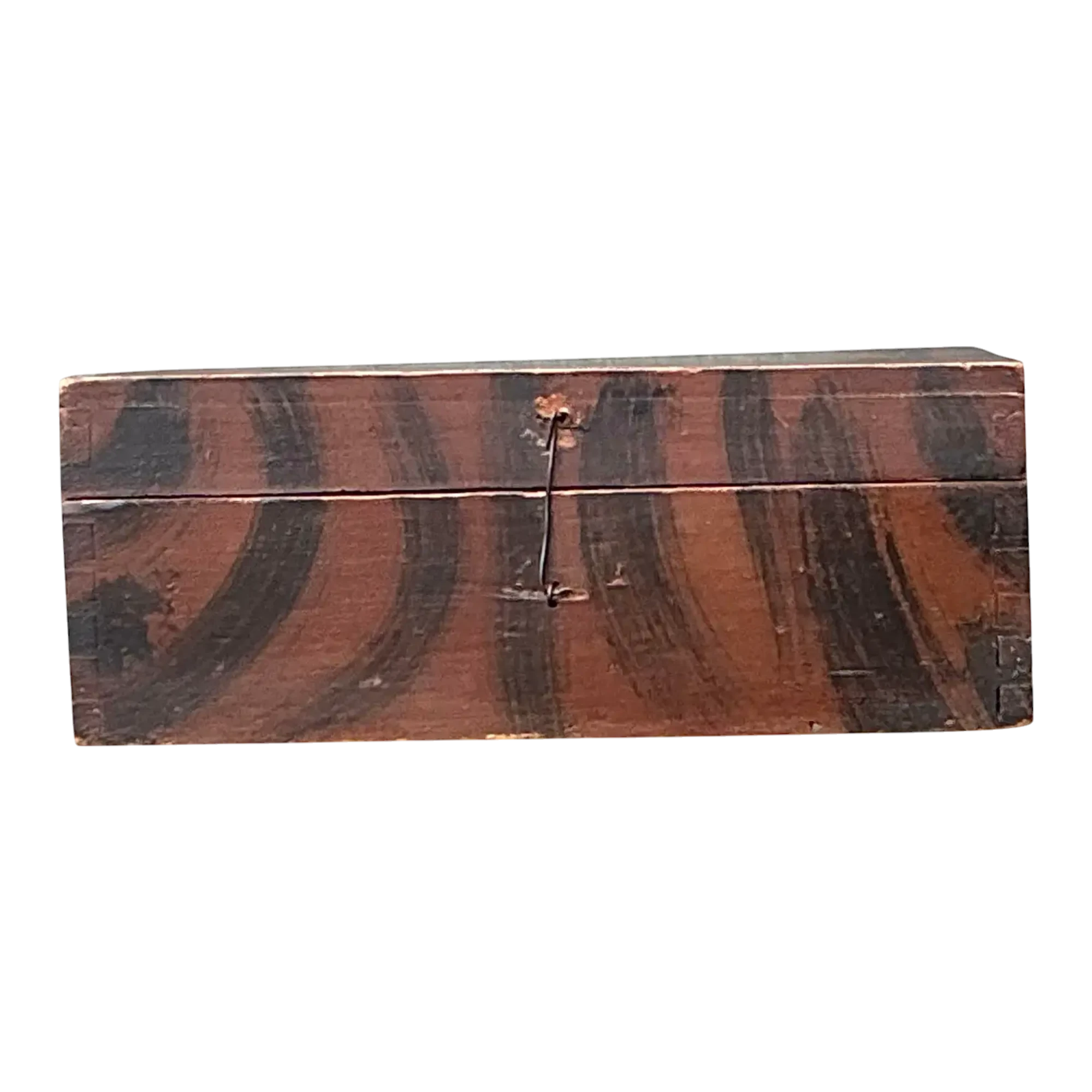 Vintage Hand Painted Tiger Stripe Primitive Box — additional photo 1