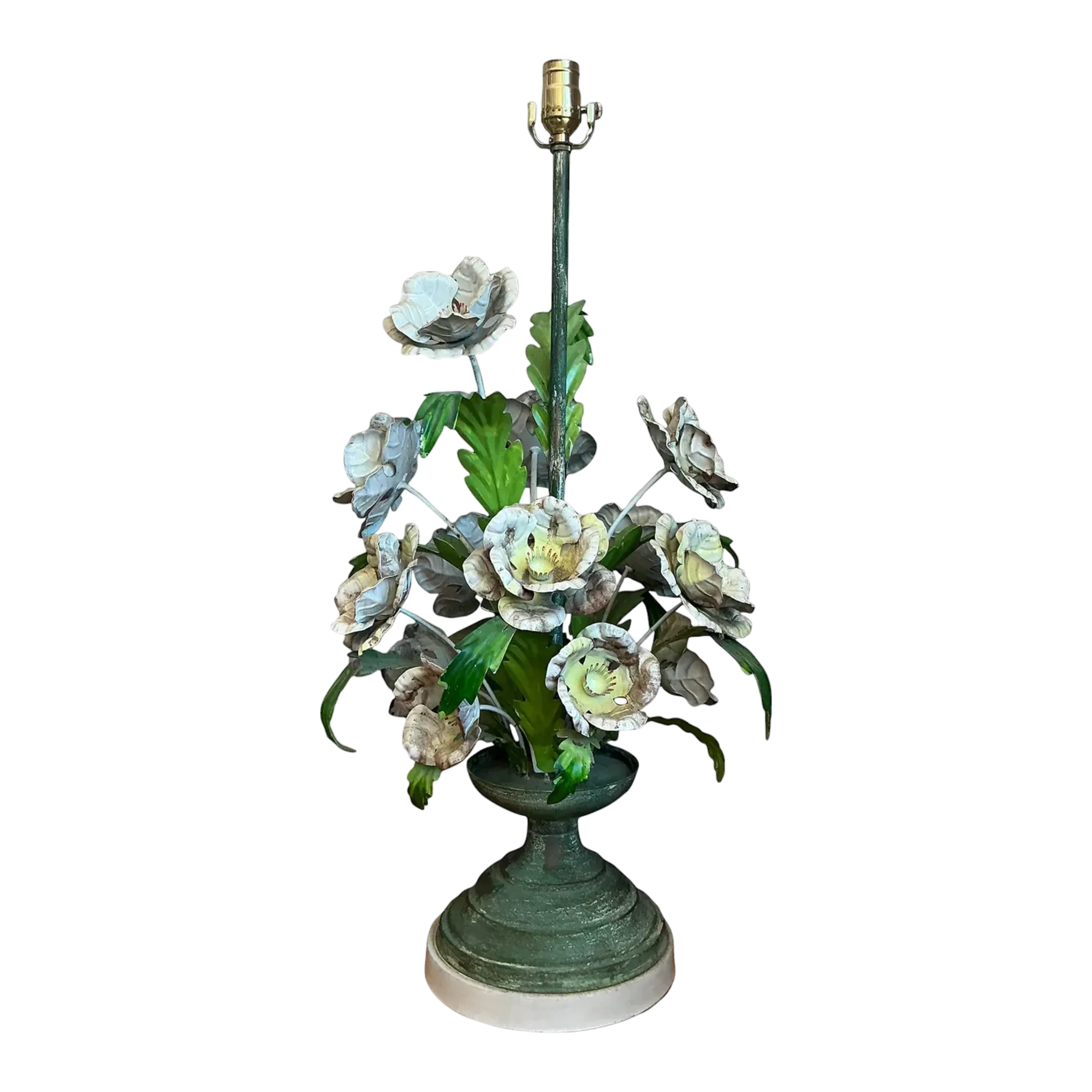 Vintage Hand Painted Tole Bouquet Lamp