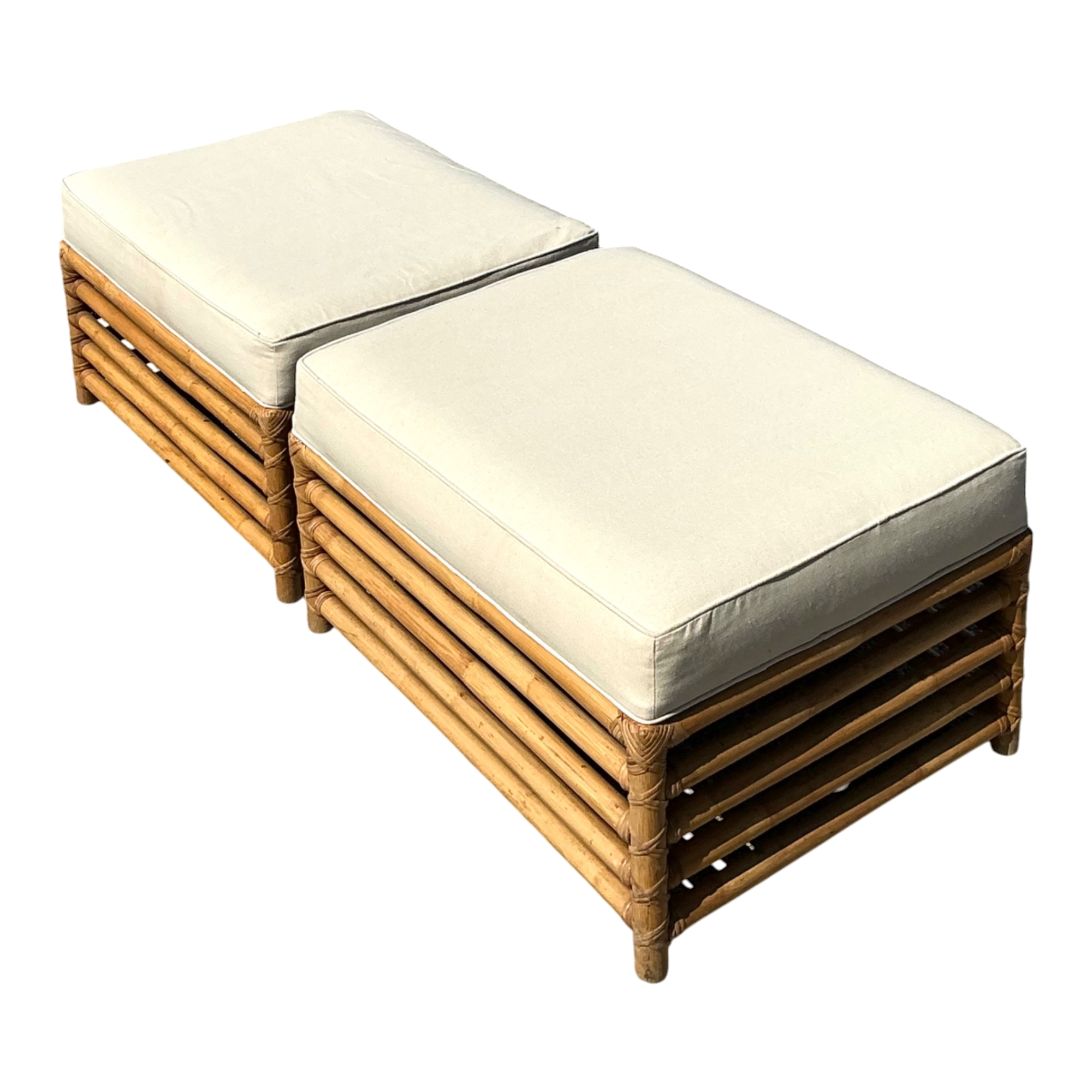 Vintage Henry Olko for Willow and Reed Ottomans - A Pair