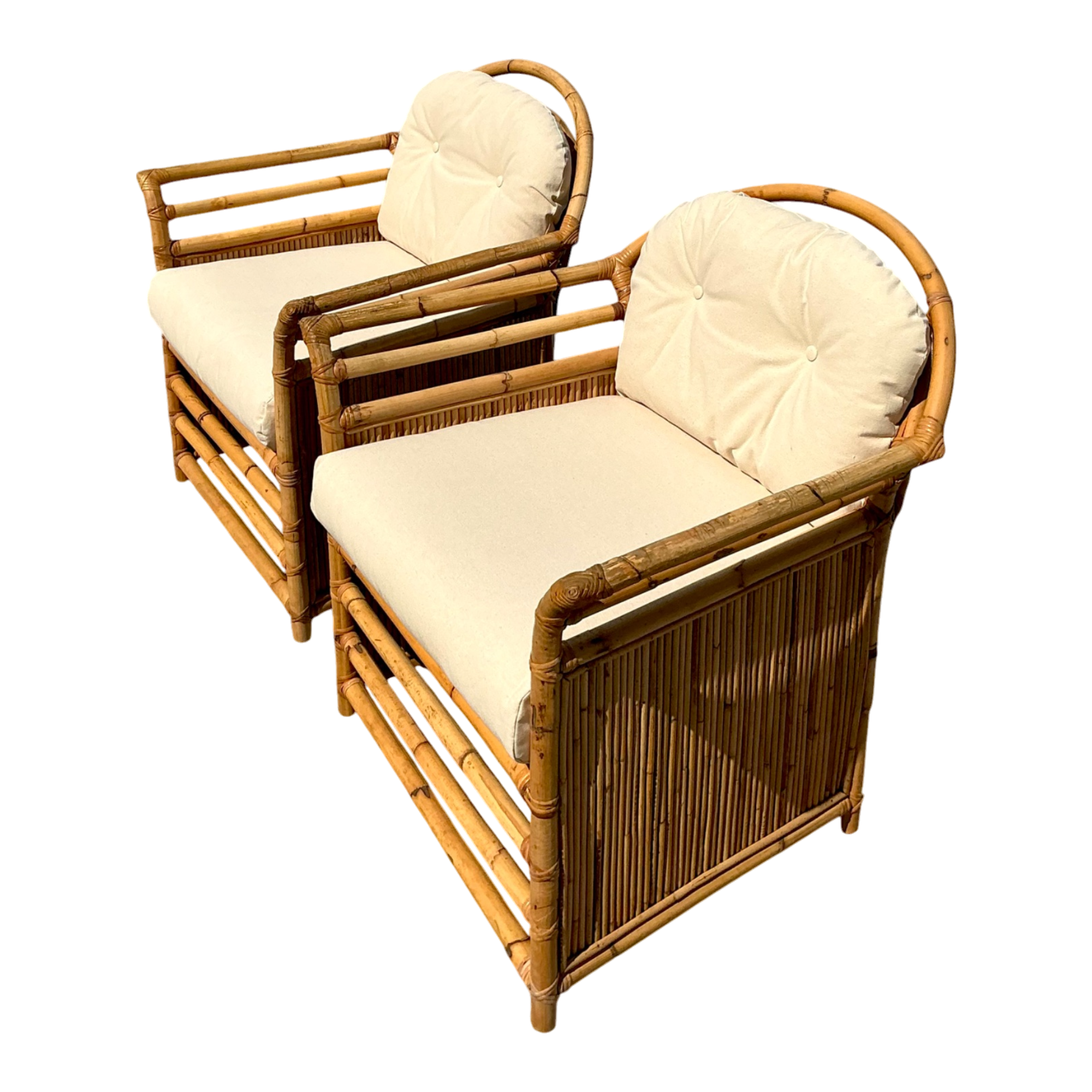 Vintage Henry Olko for Willow and Reed Rattan Lounge Chairs - A Pair