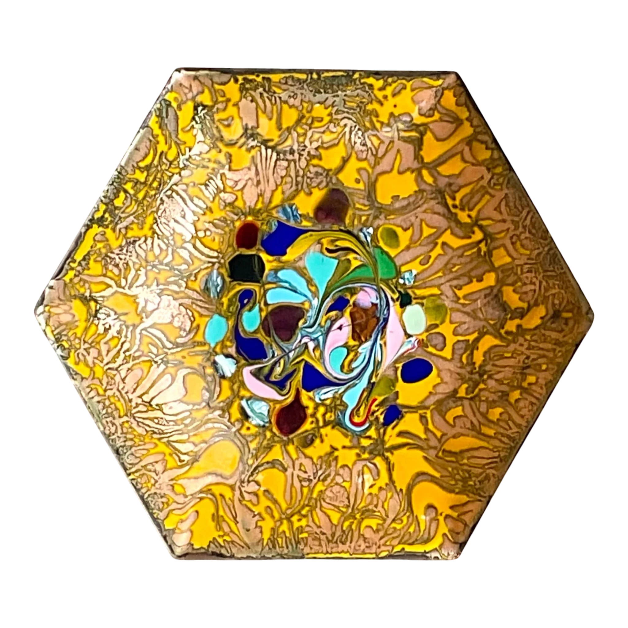 Vintage Hexagon Painted Jewelry Holder