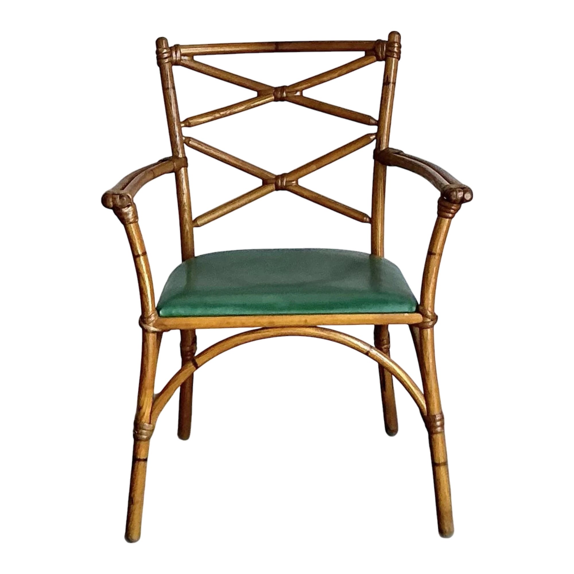 Vintage Heywood Wakefield Mid-Century Modern Bent Rattan Desk Chair