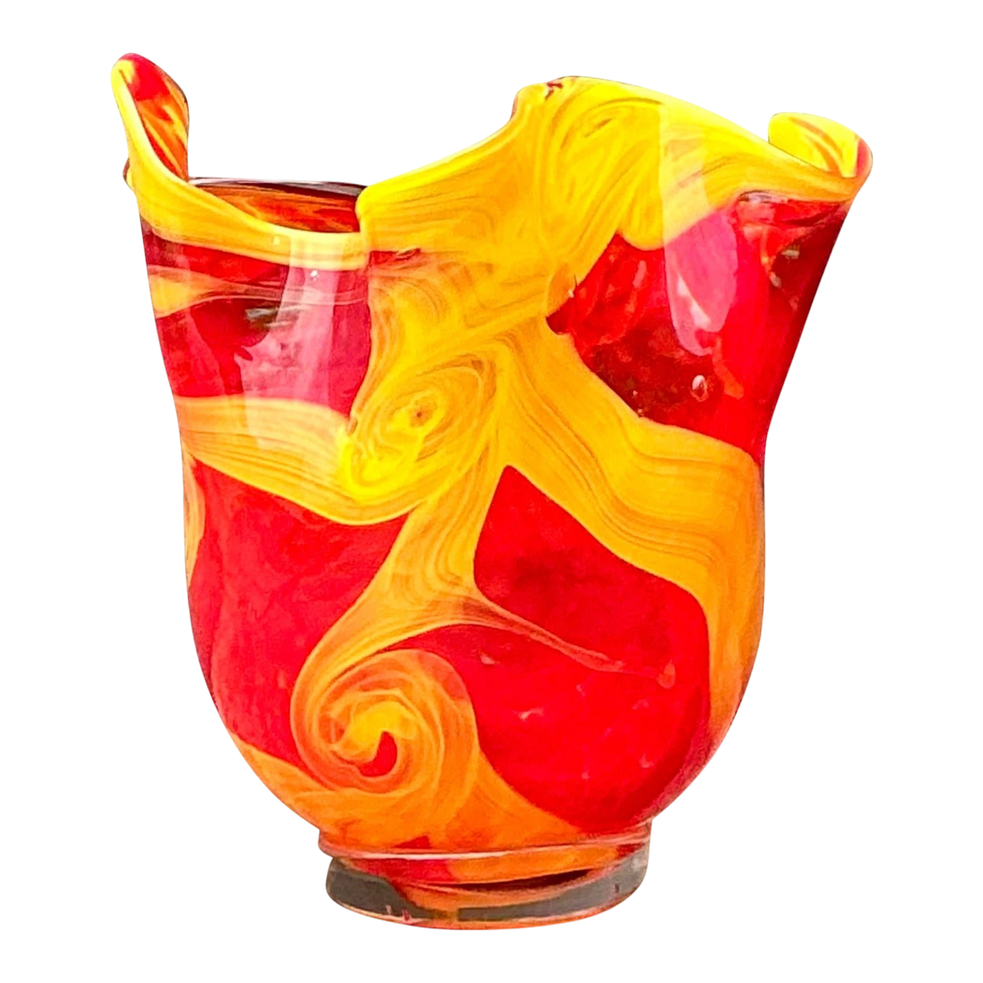 Vintage Italian Art Glass Vase After Murano - Glass, 8W x 9H