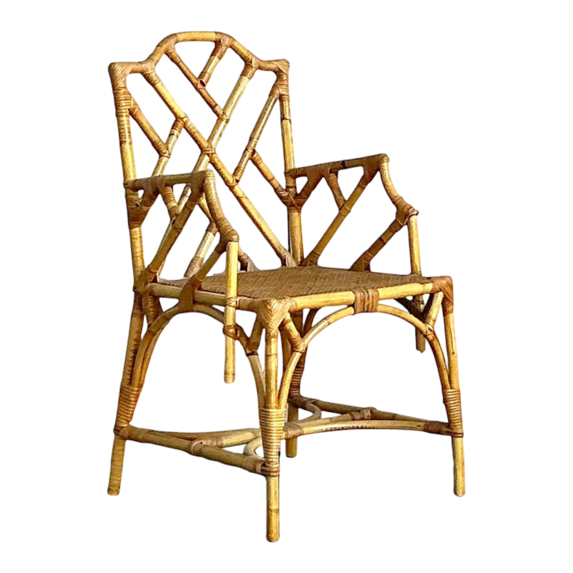 Vintage Italian Bamboo Chinese Chippendale Arm Chair