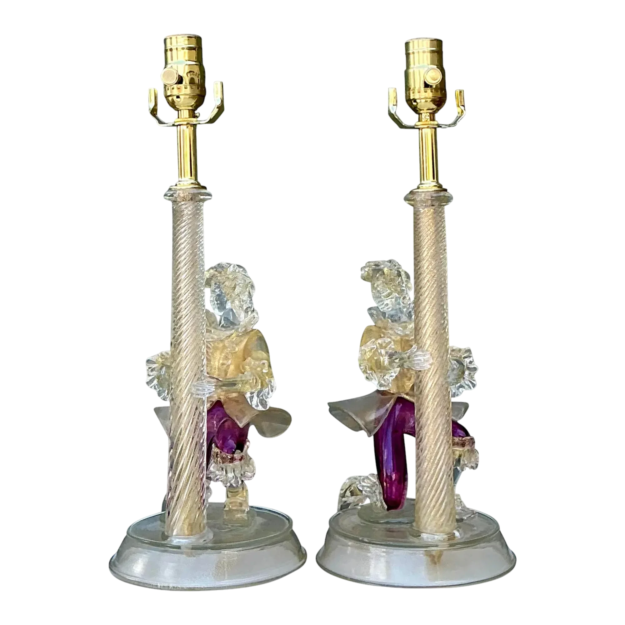 Vintage Italian Barovier and Toso Murano Glass Figurative Lamps