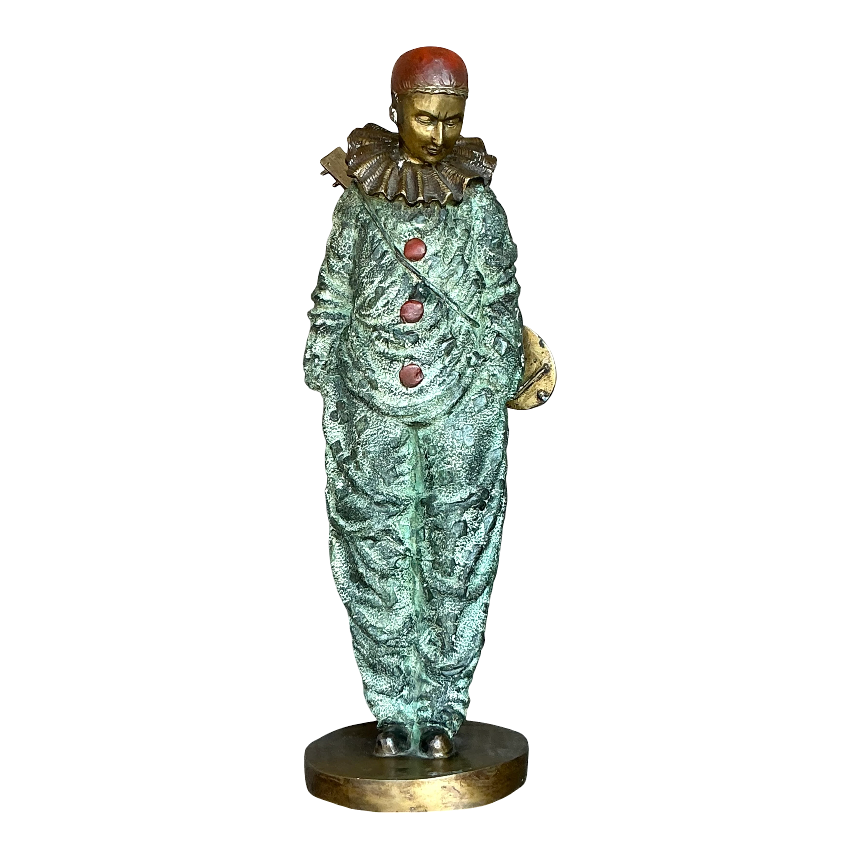 Vintage Italian Bronze Clown Sculpture 