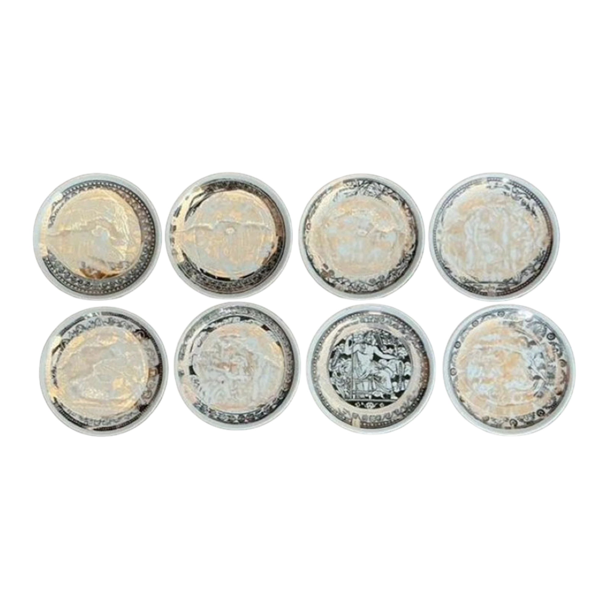 Vintage Italian Fornasetti Mythological Ceramic Coaster - Set of 8