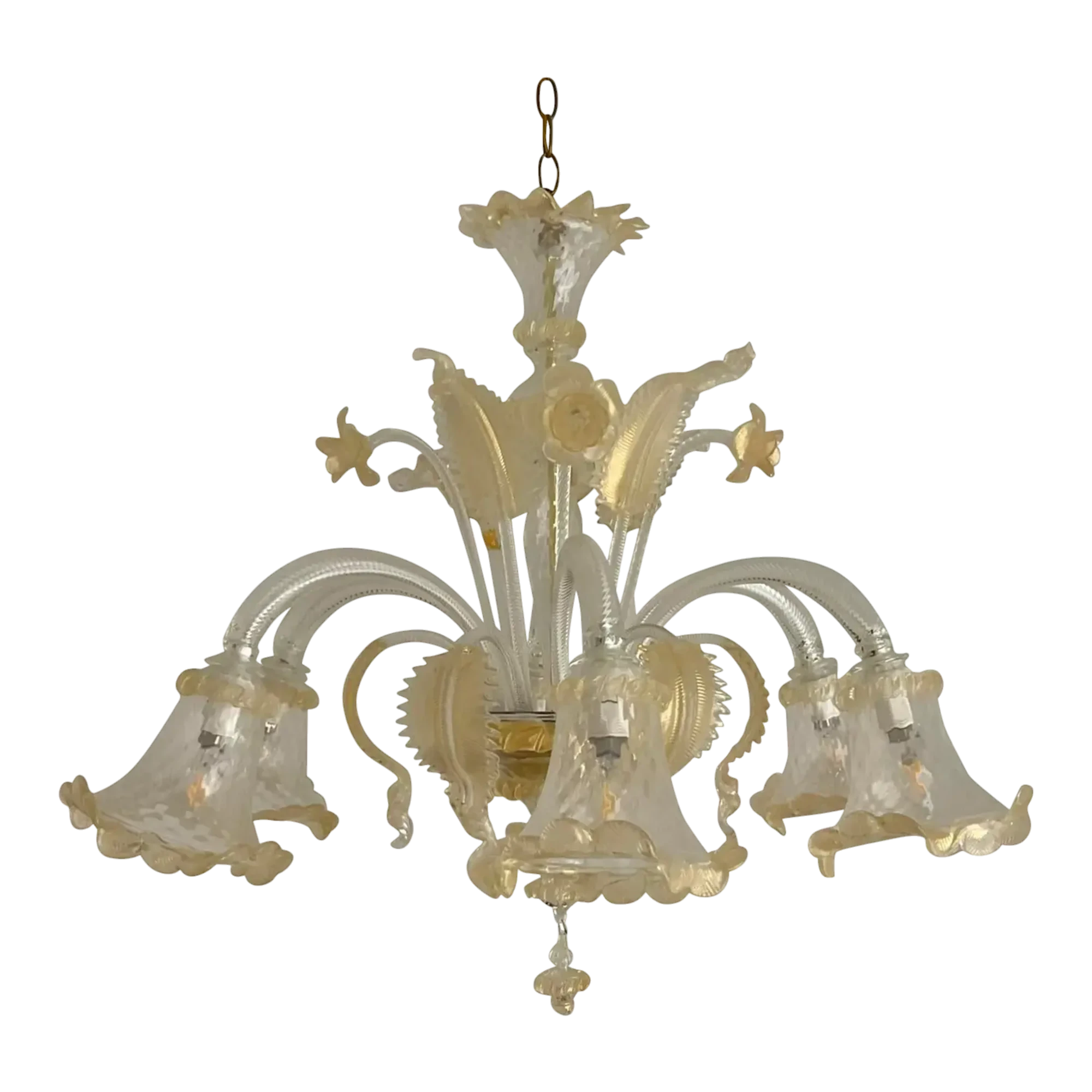 Vintage Italian Glass Floral Chandelier After Murano