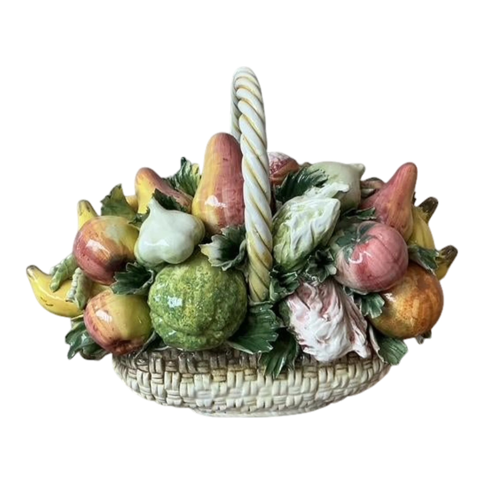 Vintage Italian Glazed Ceramic Fruit Basket