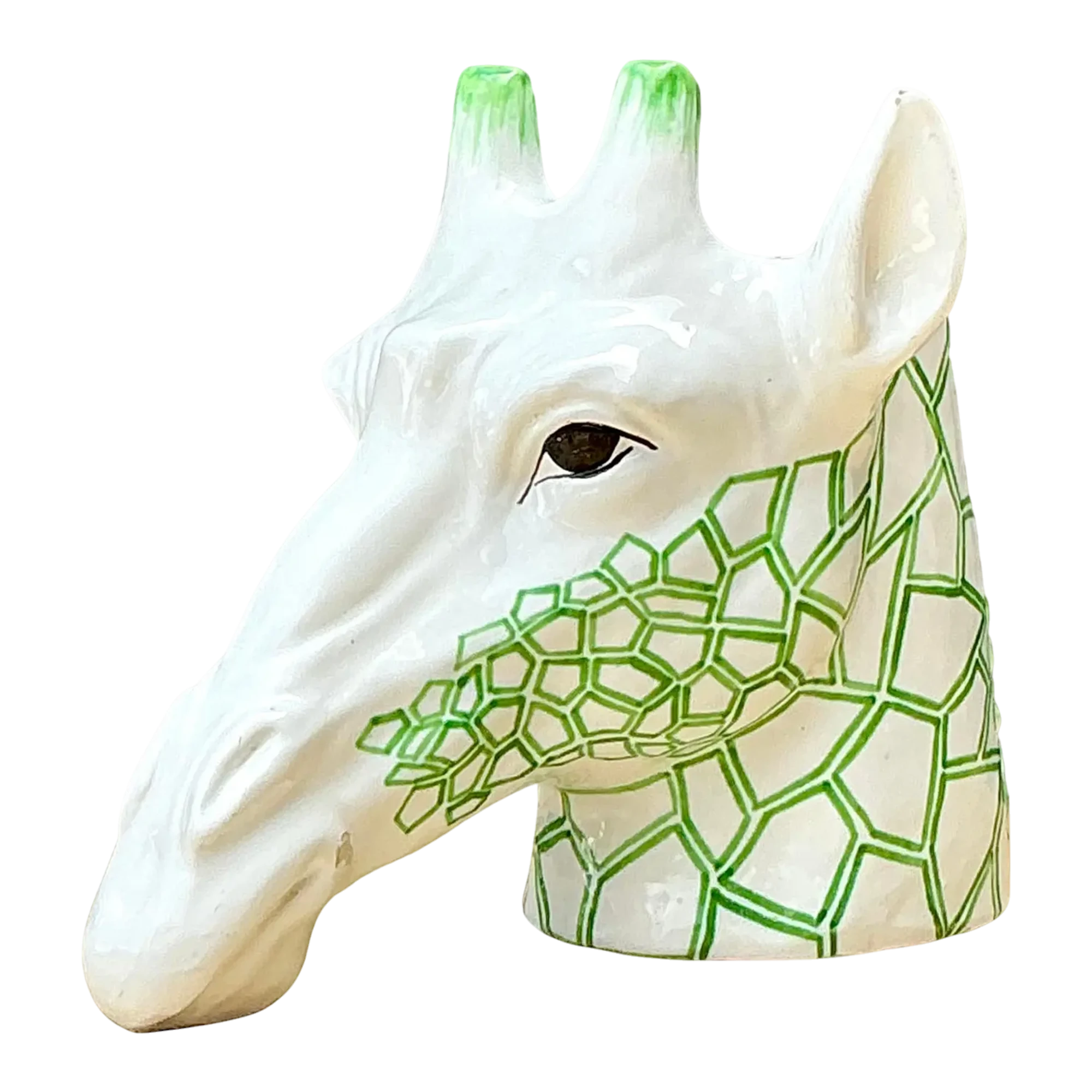 Vintage Italian Glazed Ceramic Giraffe Cache Pot - Ceramic, 13.75W x 10.5H