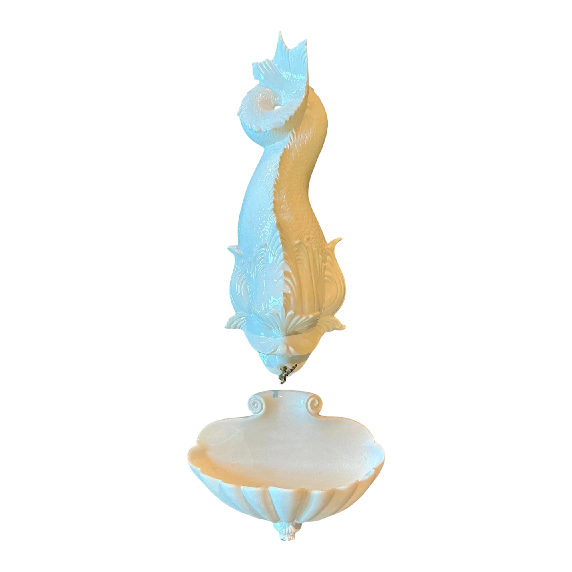 Vintage Italian Glazed Ceramic Koi Lavabo