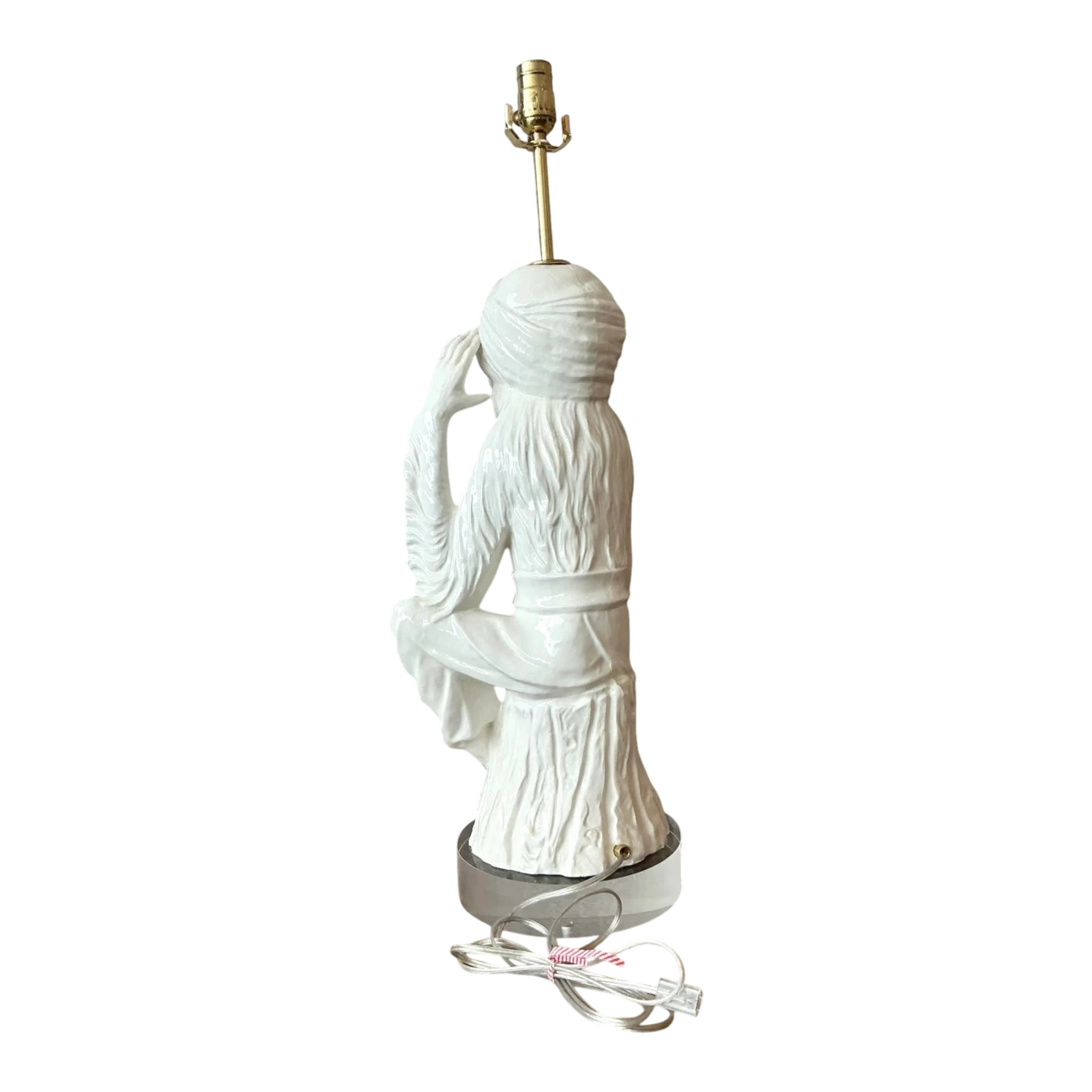 Vintage Italian Glazed Ceramic Monkey Lamp