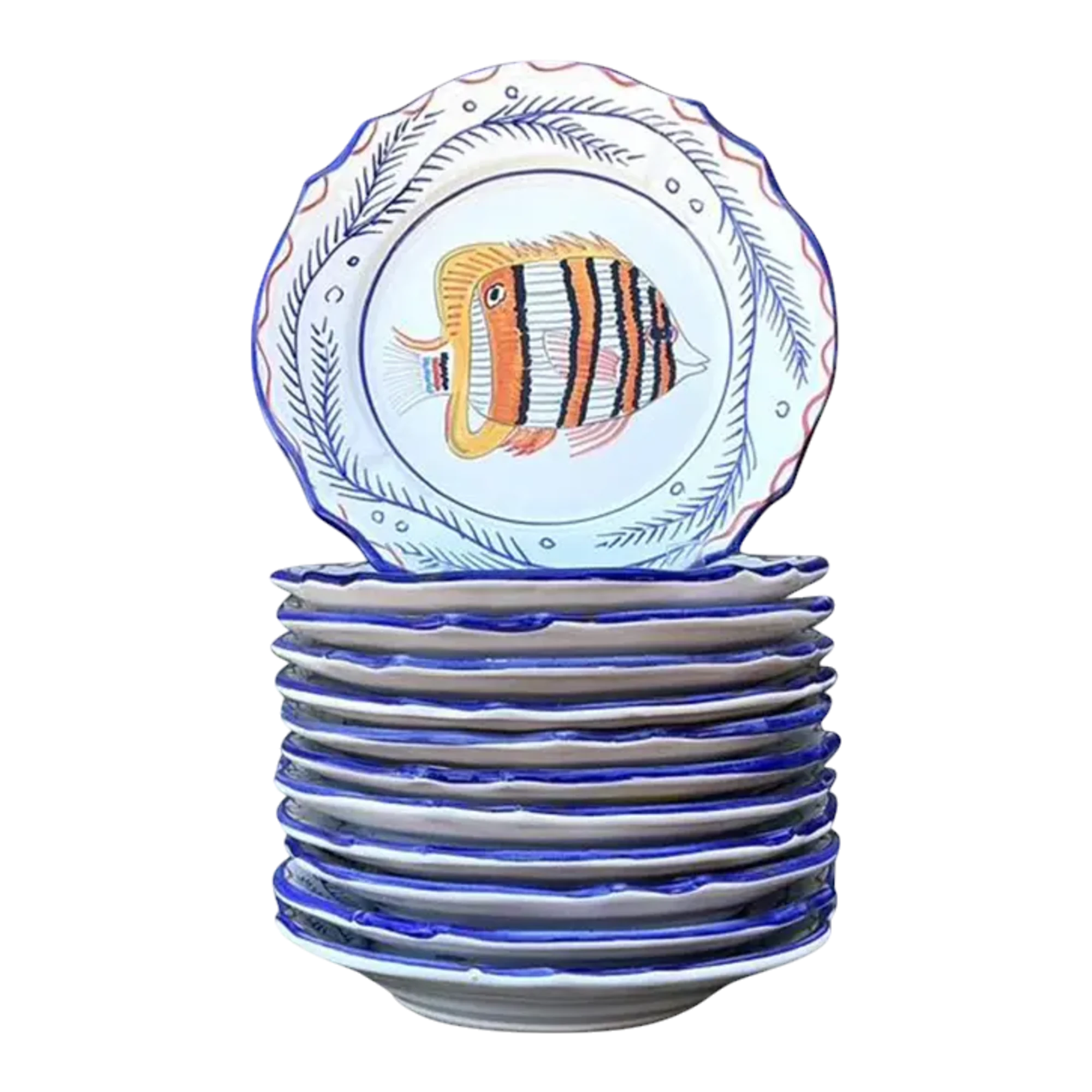 Vintage Italian Hand Painted Fish Plates - Set of 12 — additional photo 1