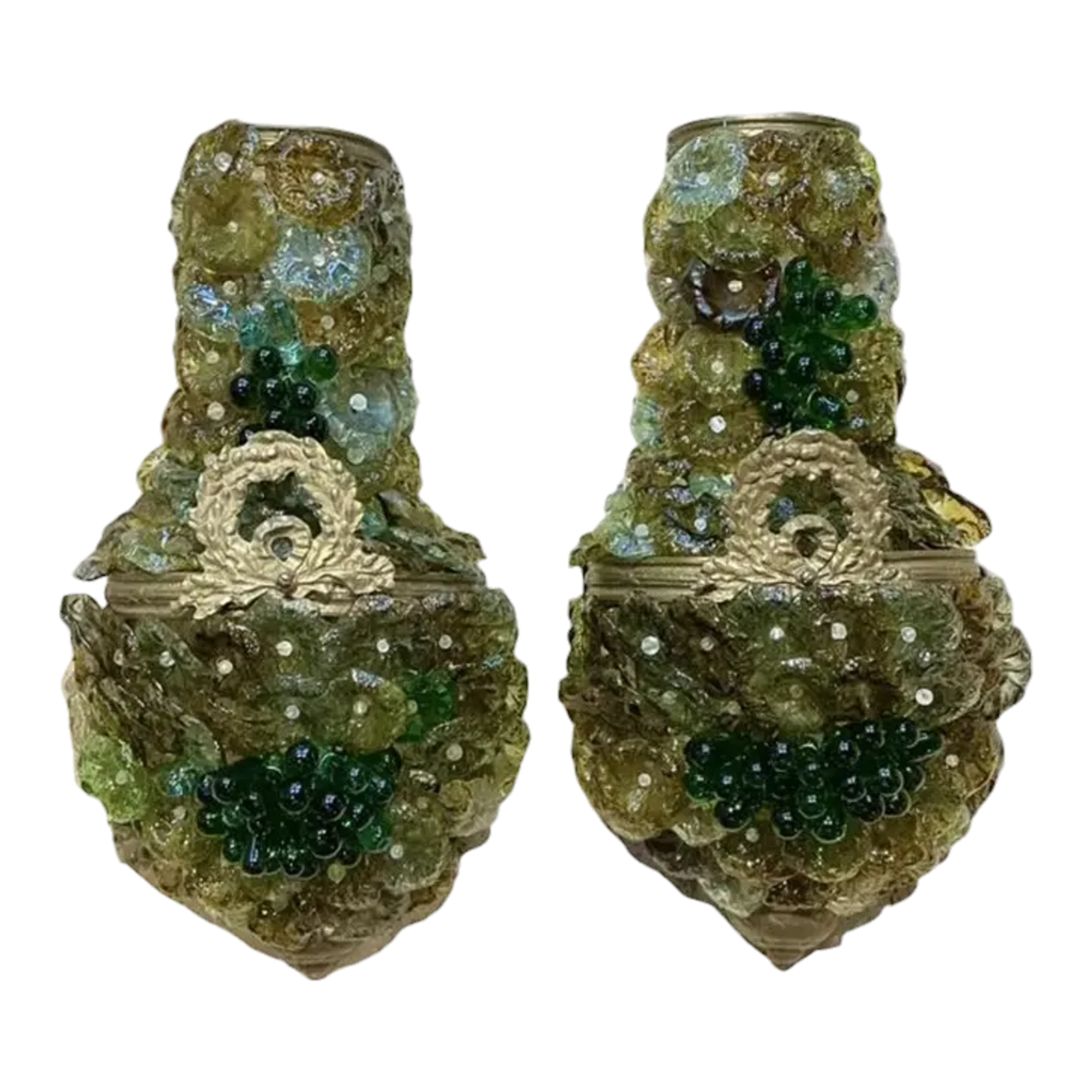 Vintage Italian Murano Glass Flower Sconce - A Pair