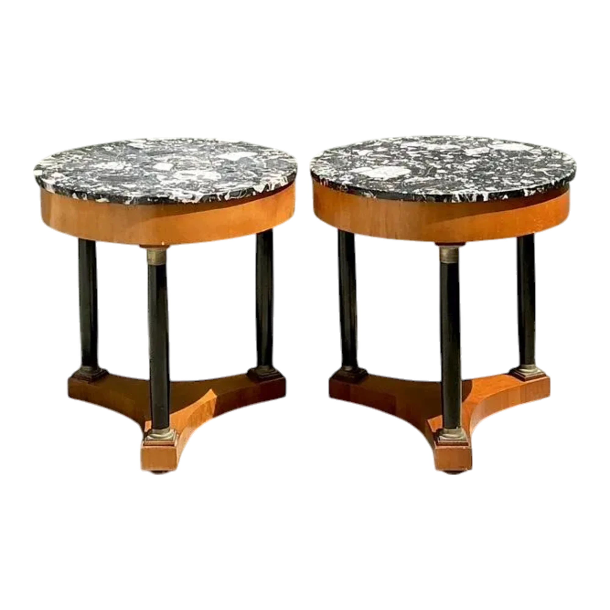Vintage Italian Neoclassical Stone Top Side Tables - A Pair — additional photo 1