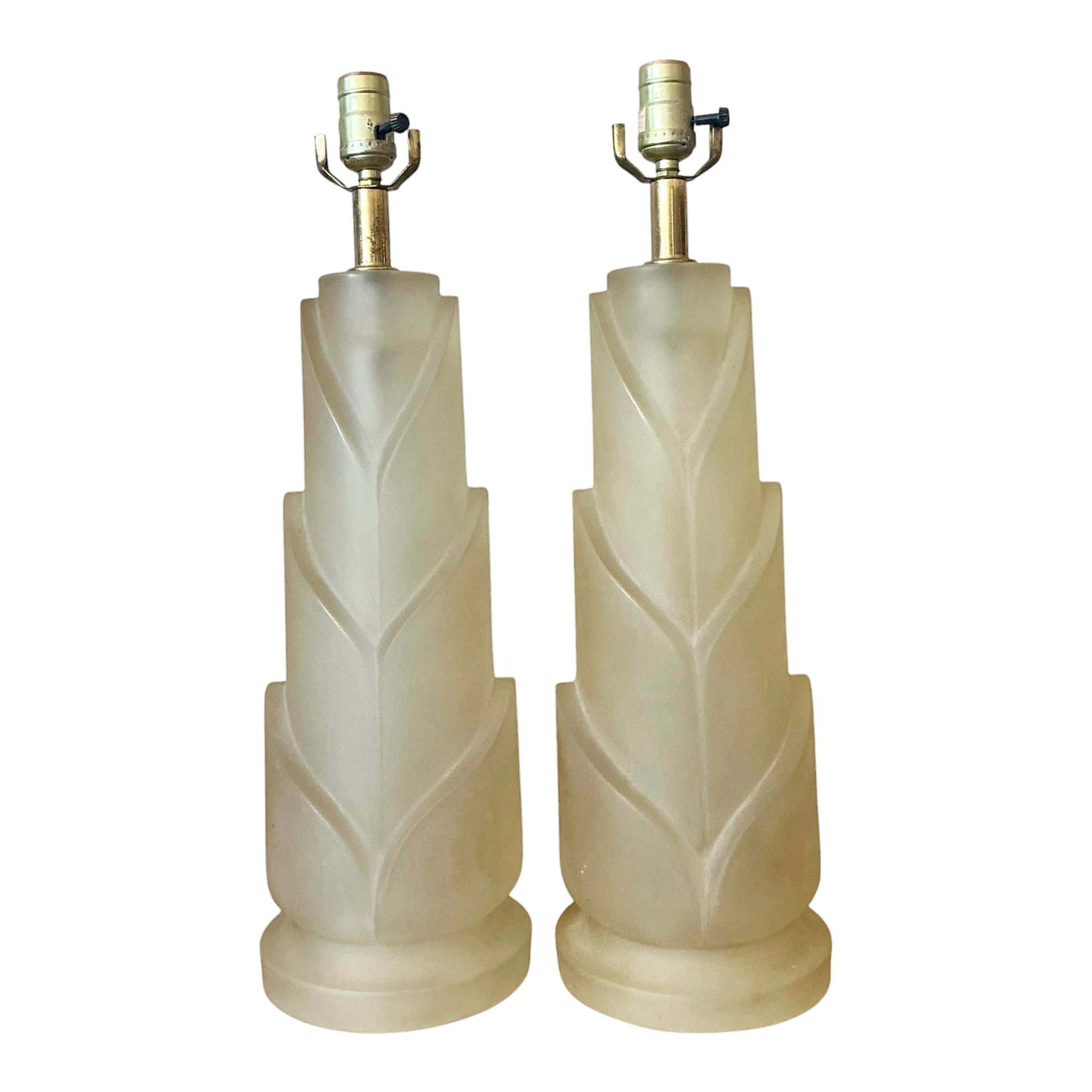 Vintage Italian Paulo Gucci Frosted Resin Lamps - A Pair