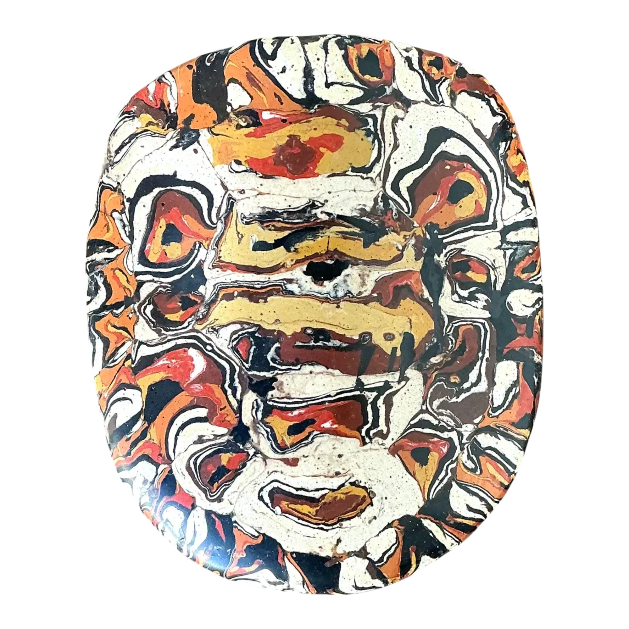 Vintage Italian Scagliola Artisanal Pigmented Plaster Turtle Shell - Plaster, 5.5W x 6.25H