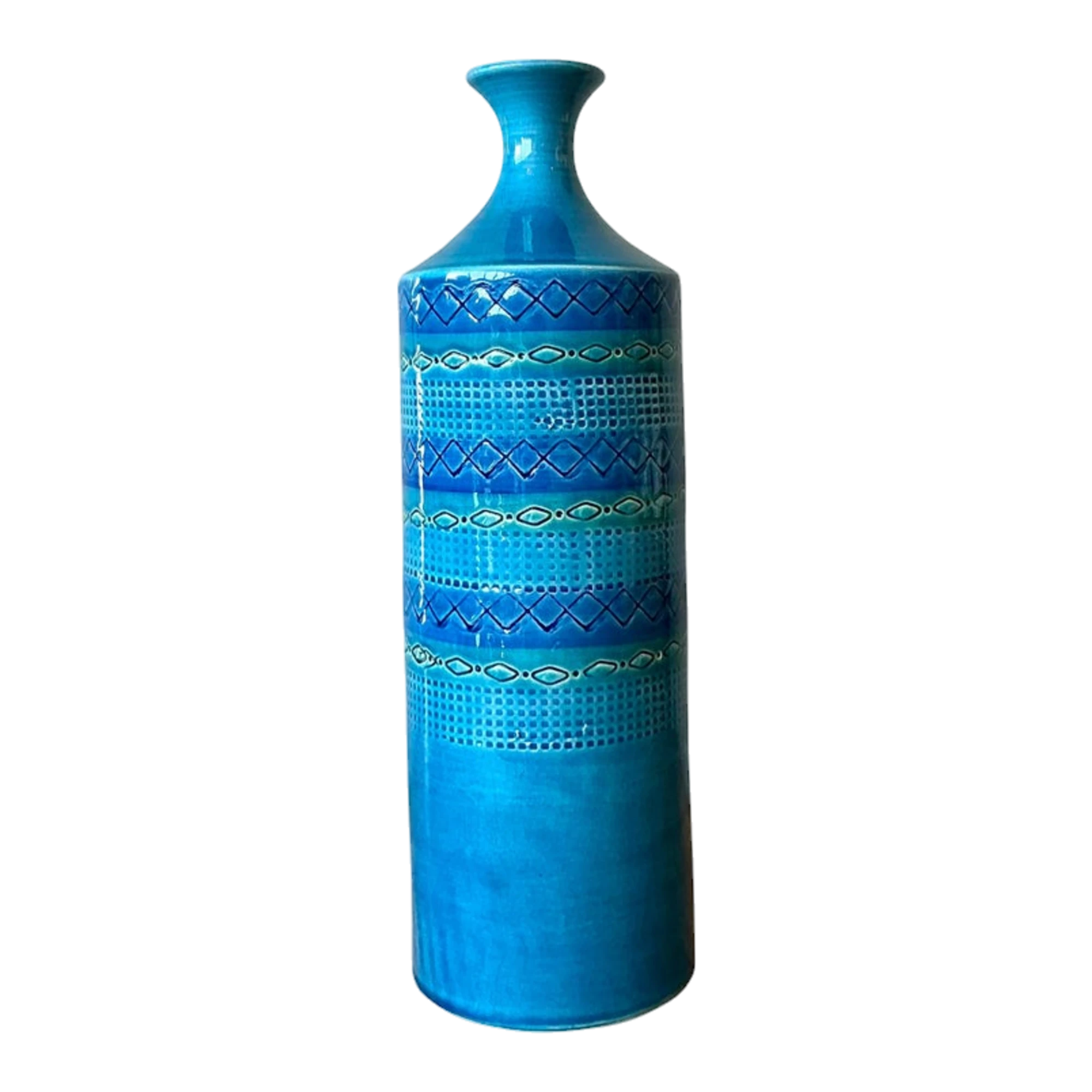 Vintage Italian Striped Glazed Ceramic Vase