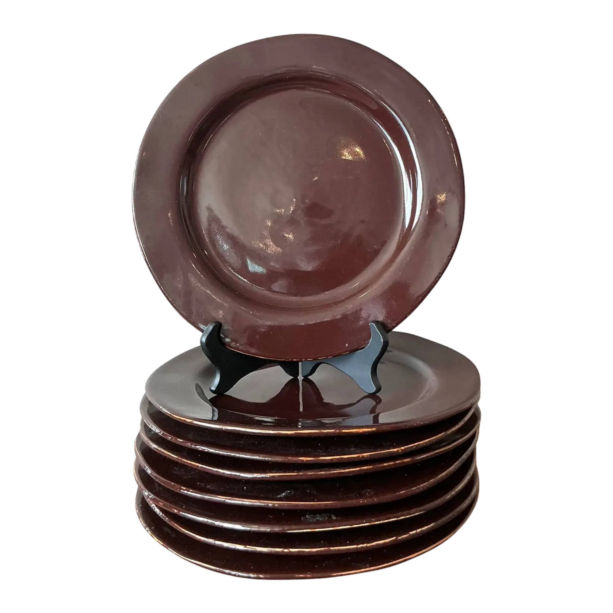 Vintage Italian Vietri Glazed Ceramic Plates - Set of 8