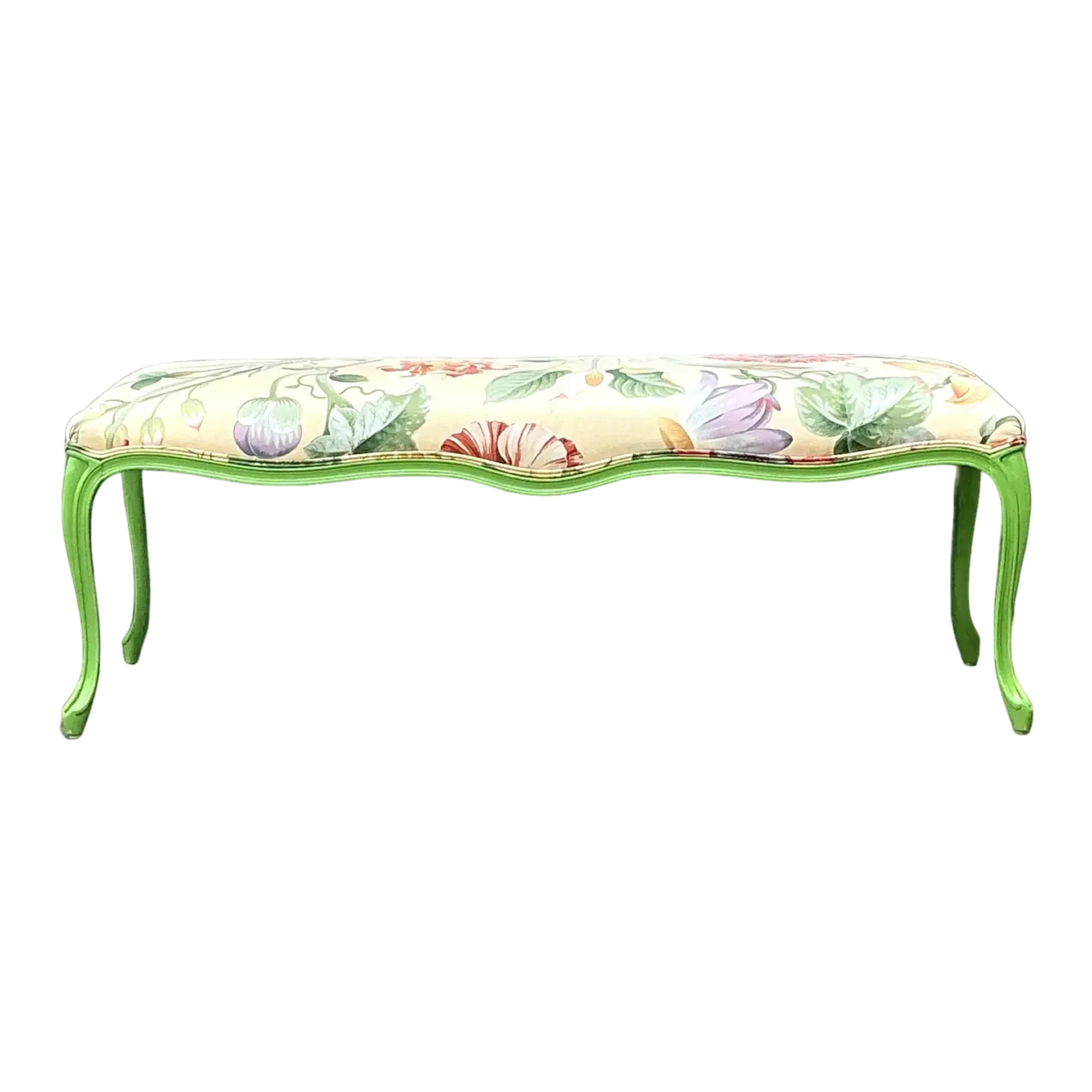 Vintage Lacquered Floral Bench
