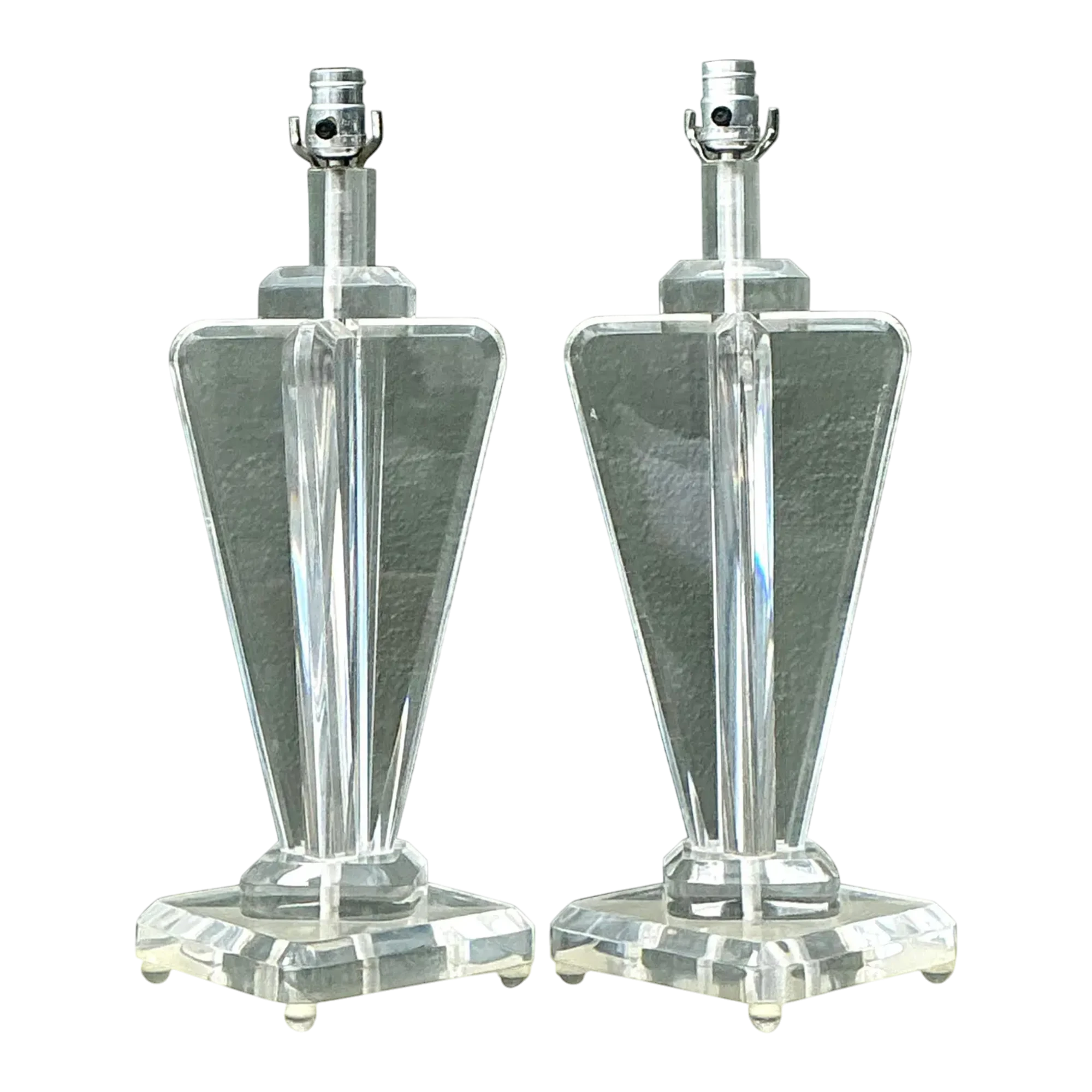 Vintage Lucite Paddle Lamps - A Pair