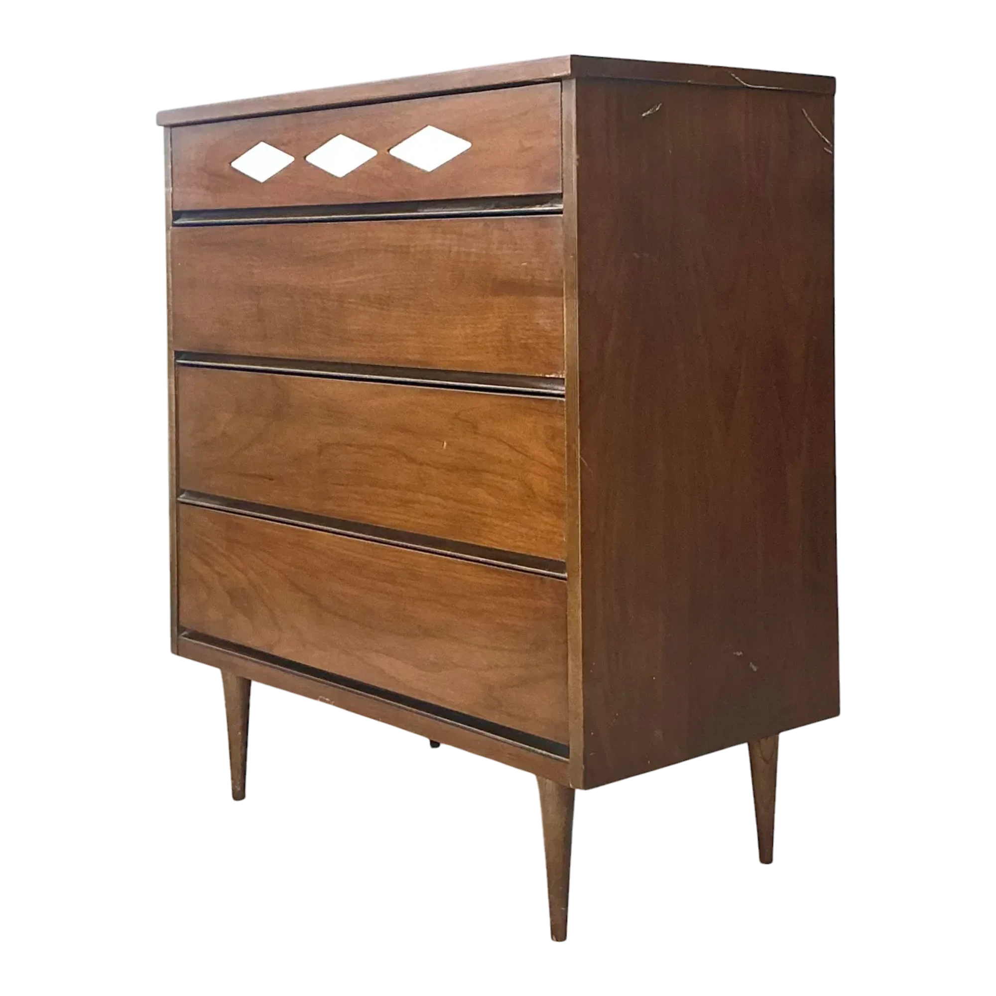Vintage MCM Bassett Interchangeable Diamond Tall Chest of Drawers — additional photo 1