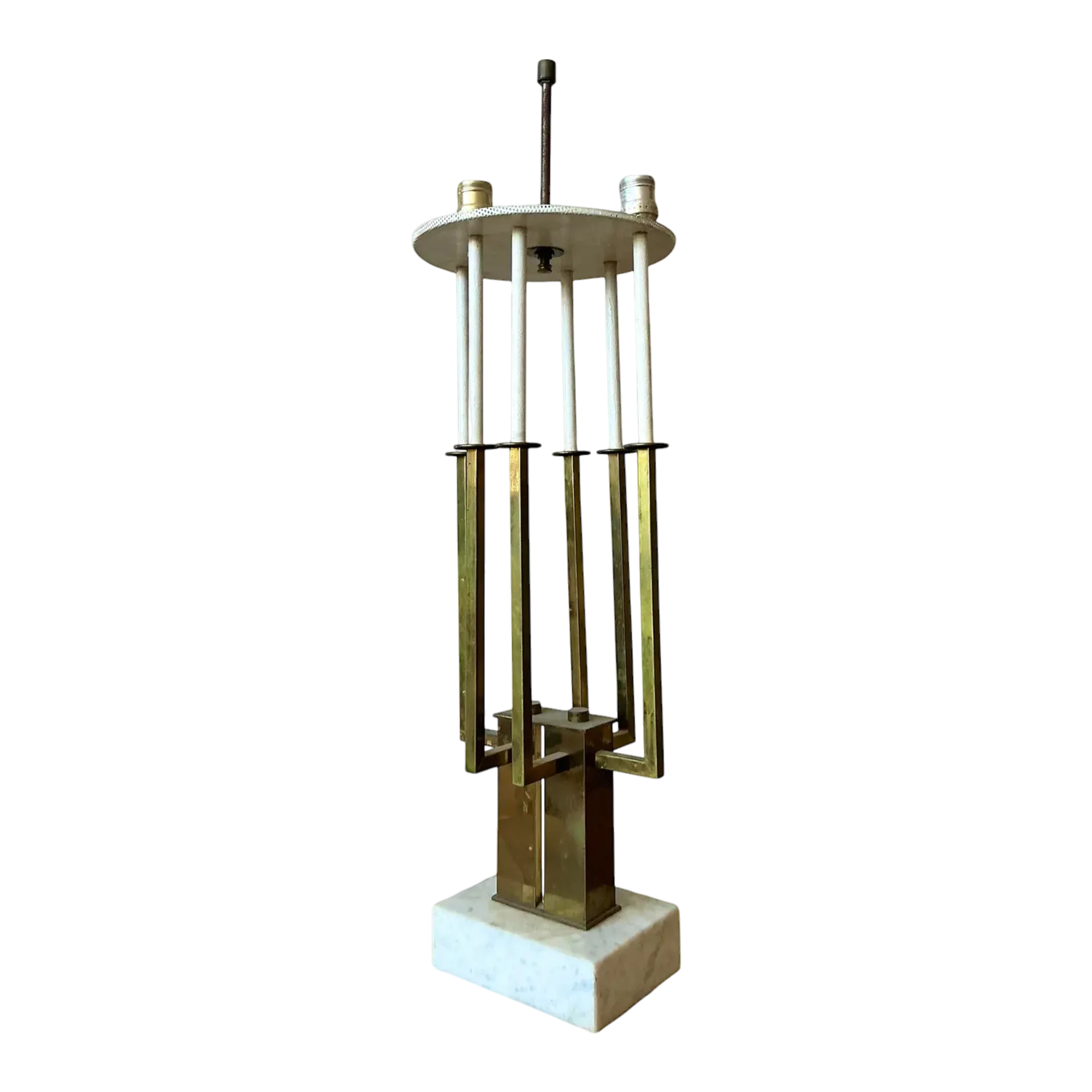 Vintage MCM Brass Candelabra Lamp After Tommi Parzinger