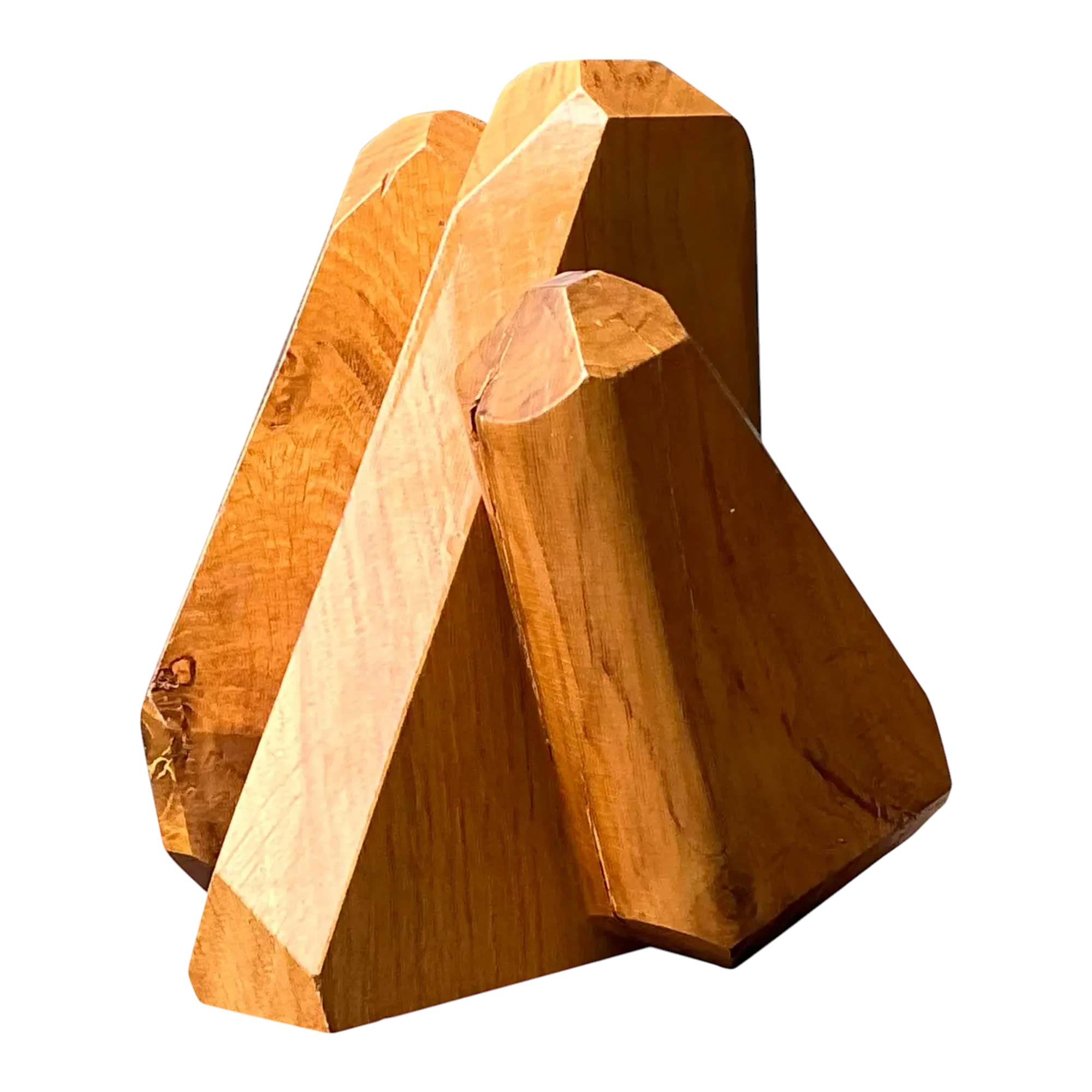 Vintage MCM Faceted Wood Sculpture
