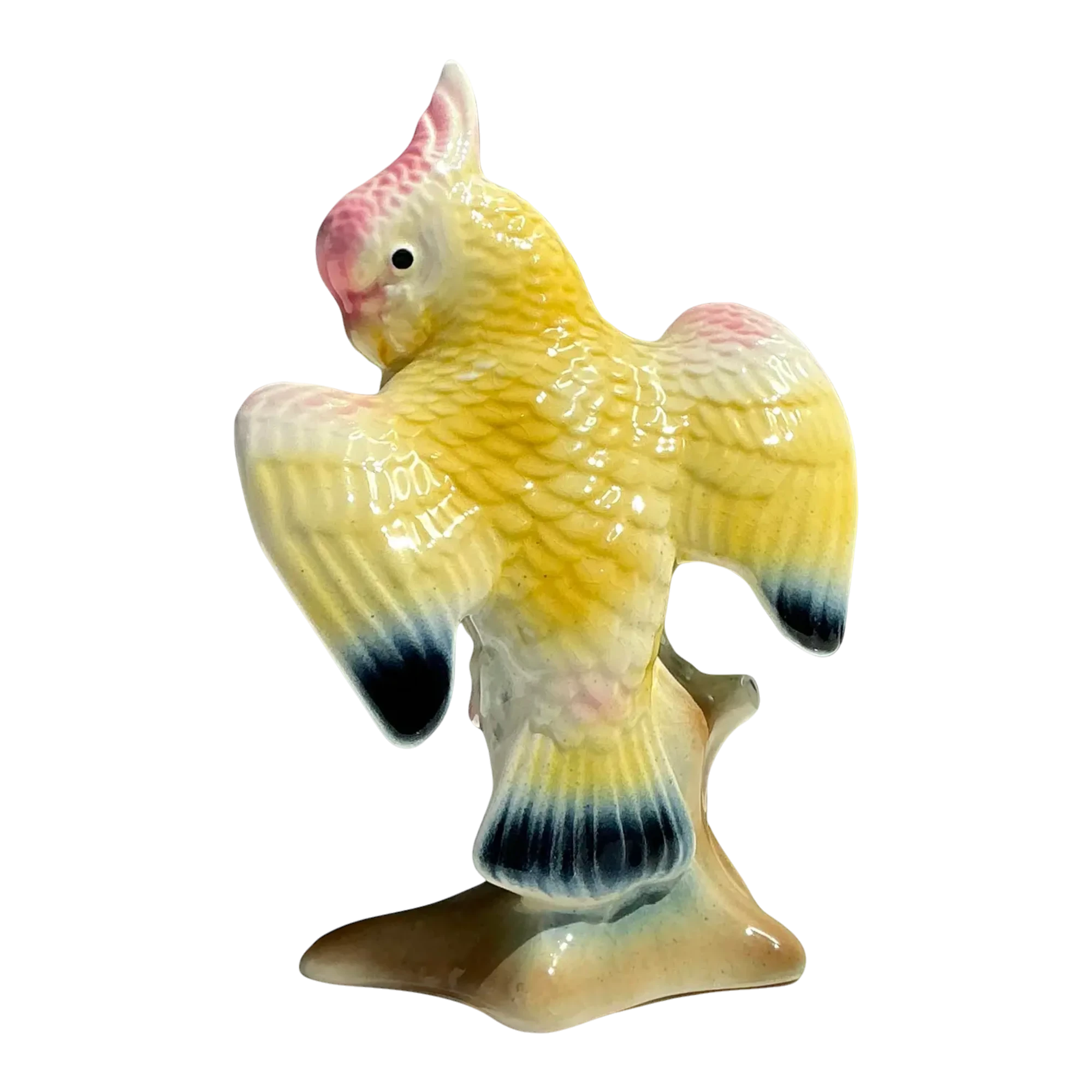 Vintage MCM Glazed Ceramic Cockatoo