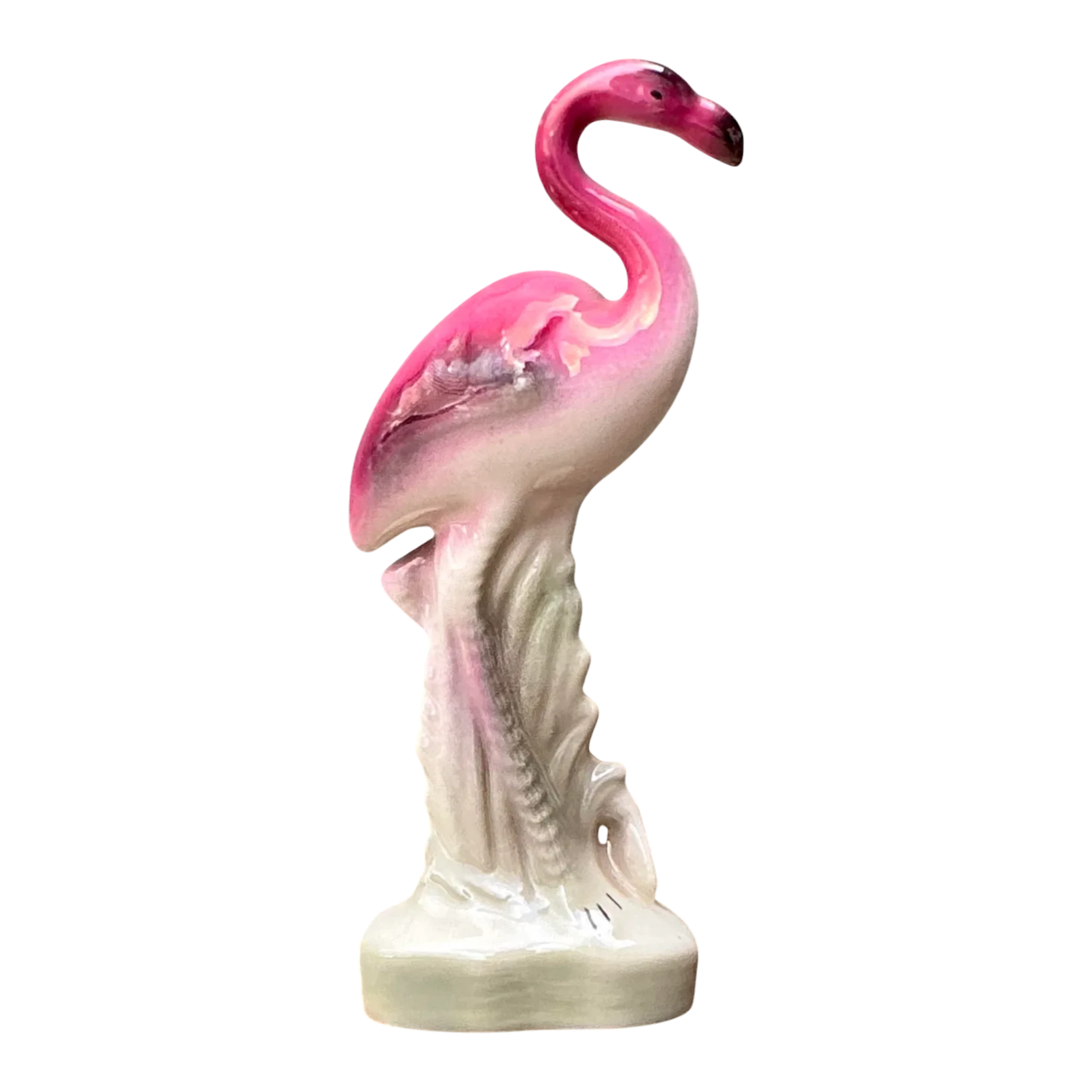 Vintage MCM Glazed Ceramic Flamingo - Ceramic, 2.5W x 6H