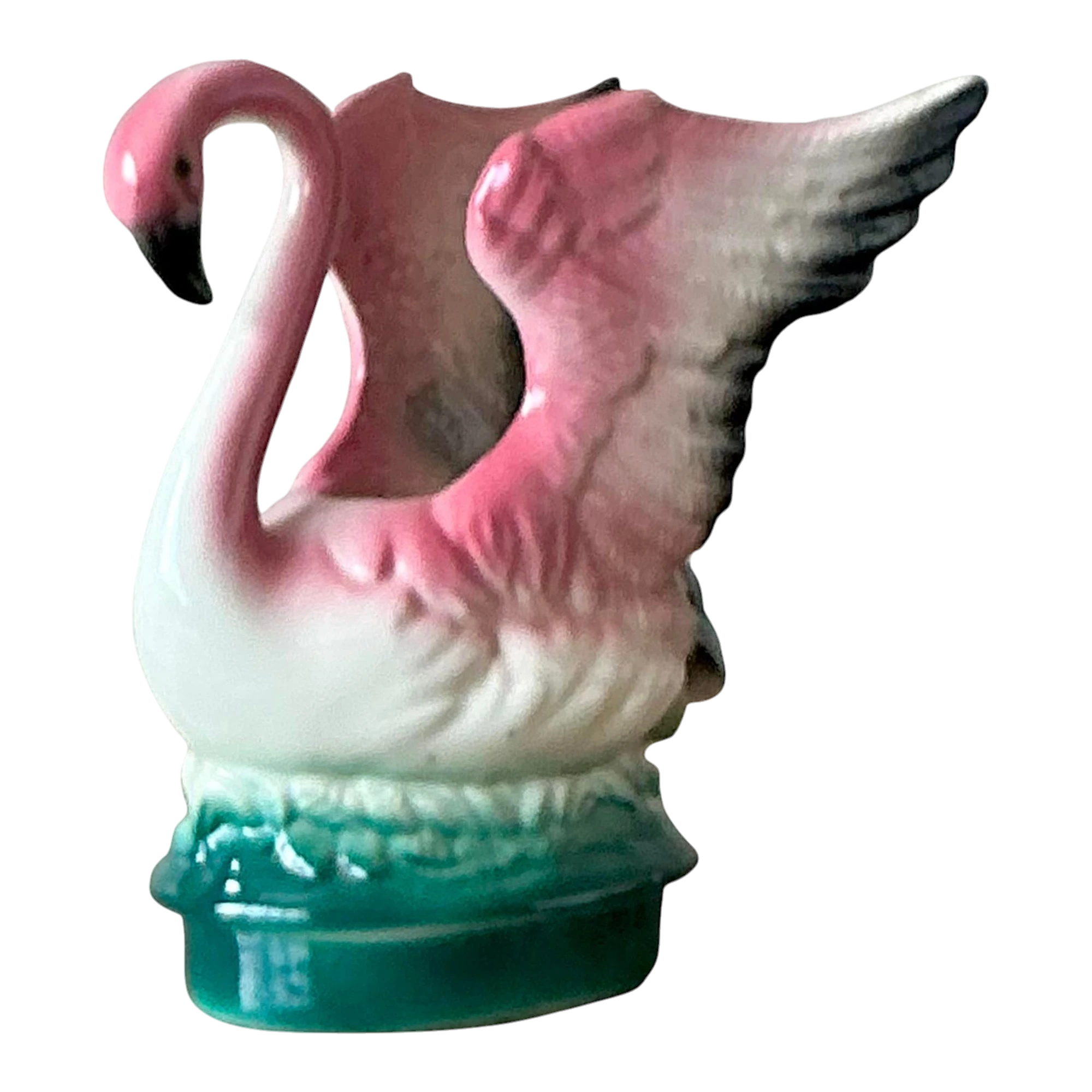 Vintage MCM Glazed Ceramic Flamingo Planter