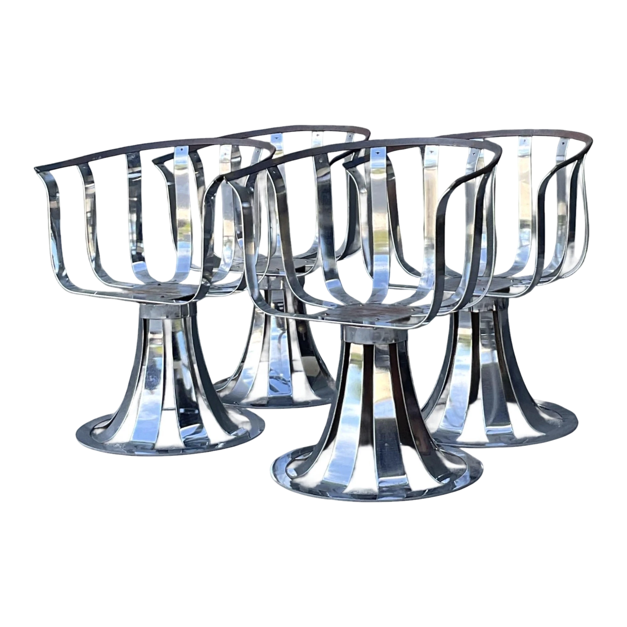 Vintage MCM Herbert Siegler for Russell Woodard Chrome Swivel Dining Chairs - Set of 4