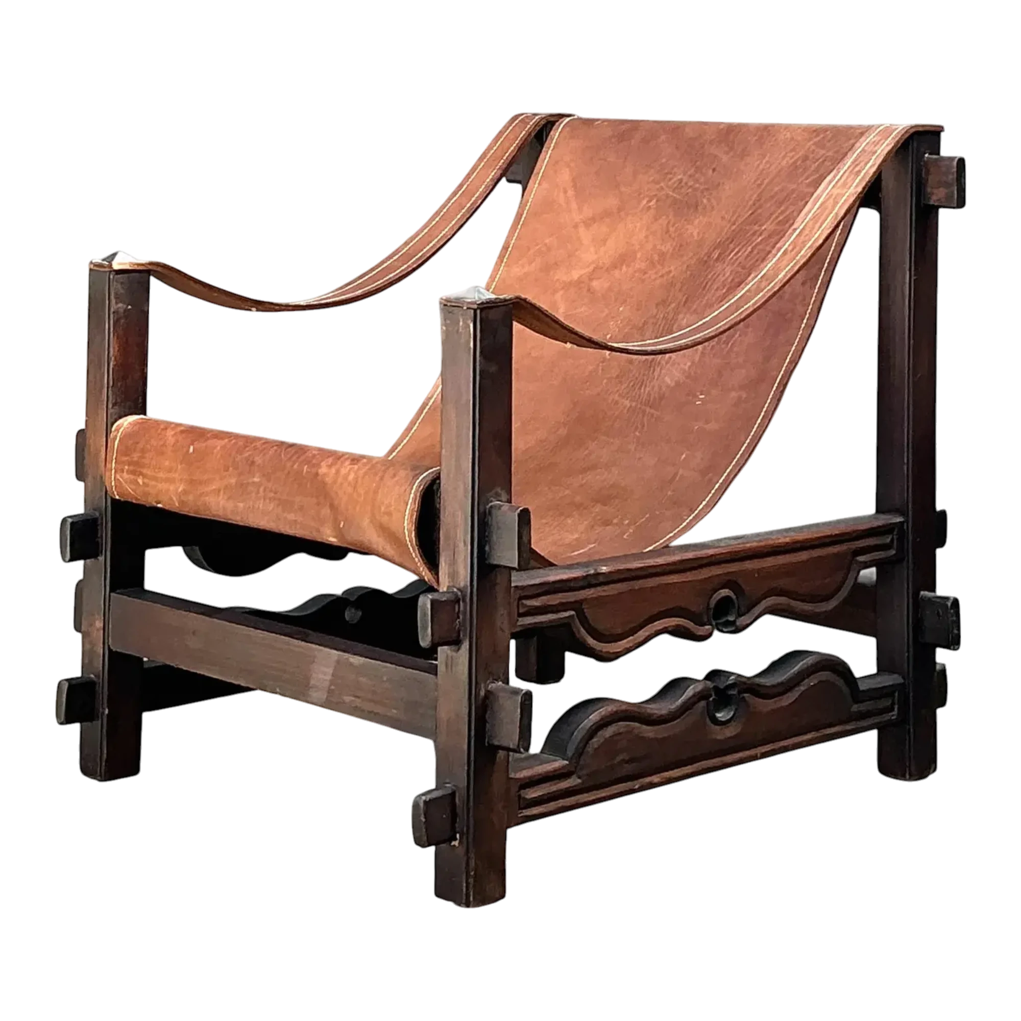 Vintage MCM Leather Sling Lounge Chair