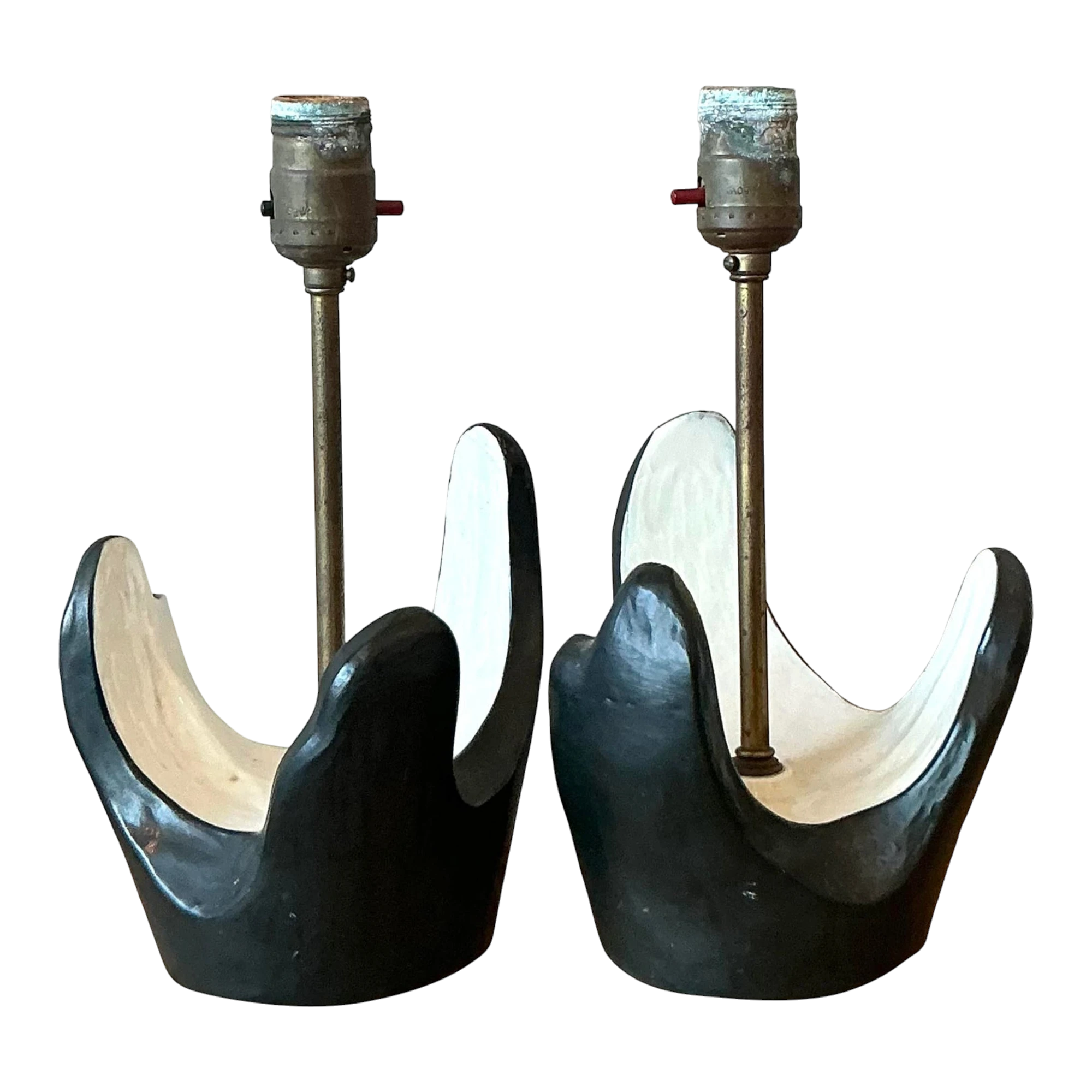 Vintage MCM Plaster Abstract Lamps - A Pair