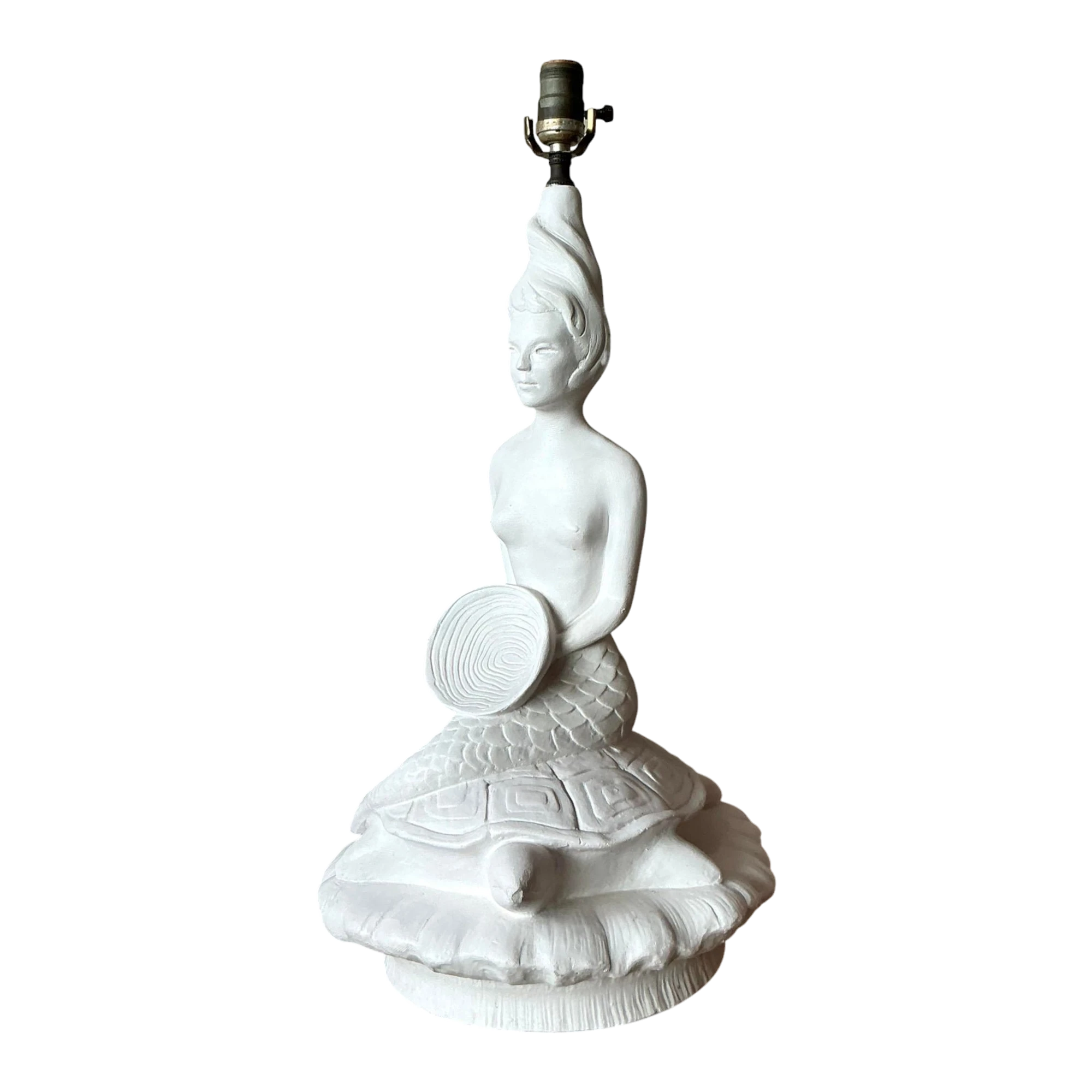 Vintage MCM Plaster Mermaid Lamp