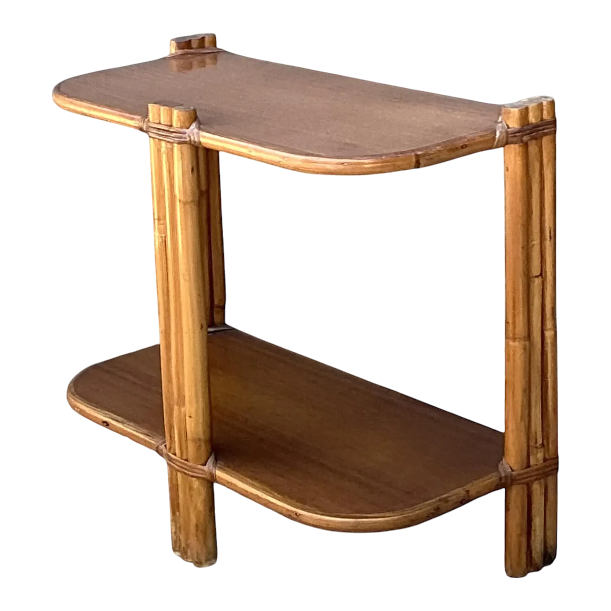 Vintage MCM Rattan Side Table