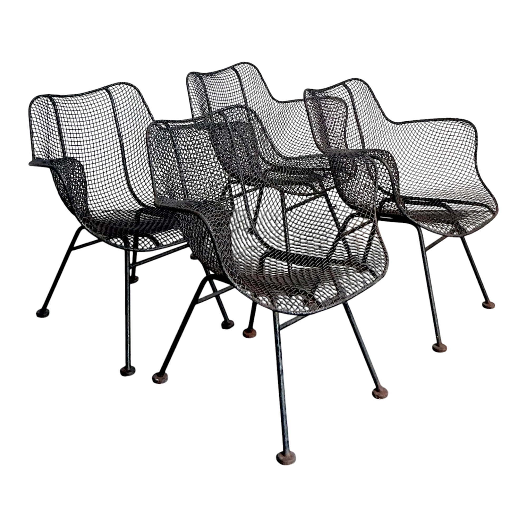 Vintage MCM Russell Woodard “Sculptura” Wrought Iron Dining Chairs - Set of 4 — additional photo 1