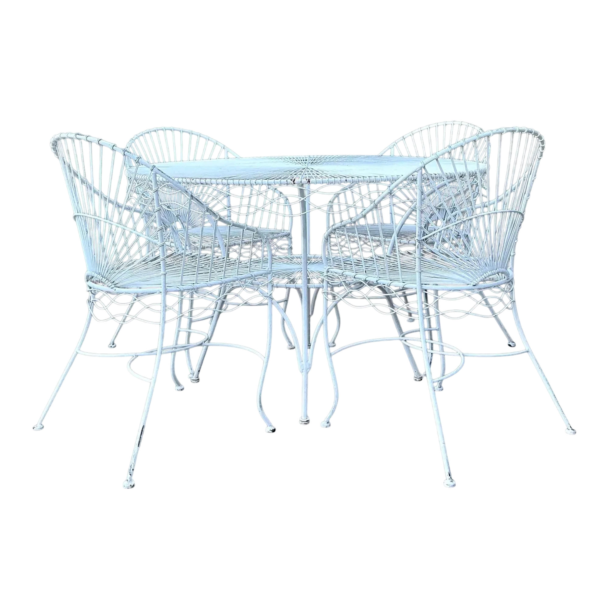 Vintage MCM Twisted Wrought Iron Dining Set of 5