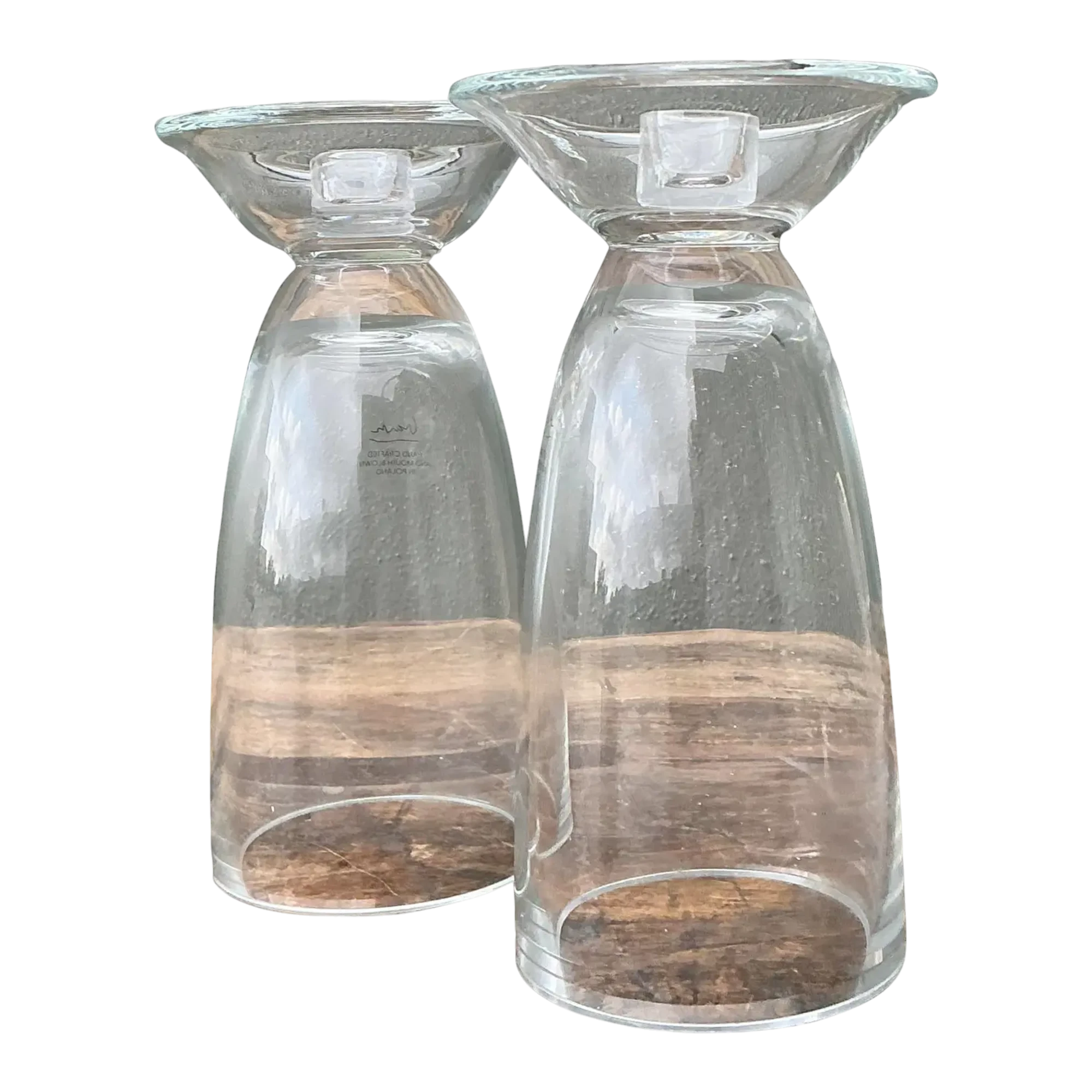 Vintage Michael Graves Glass Candlesticks - A Pair