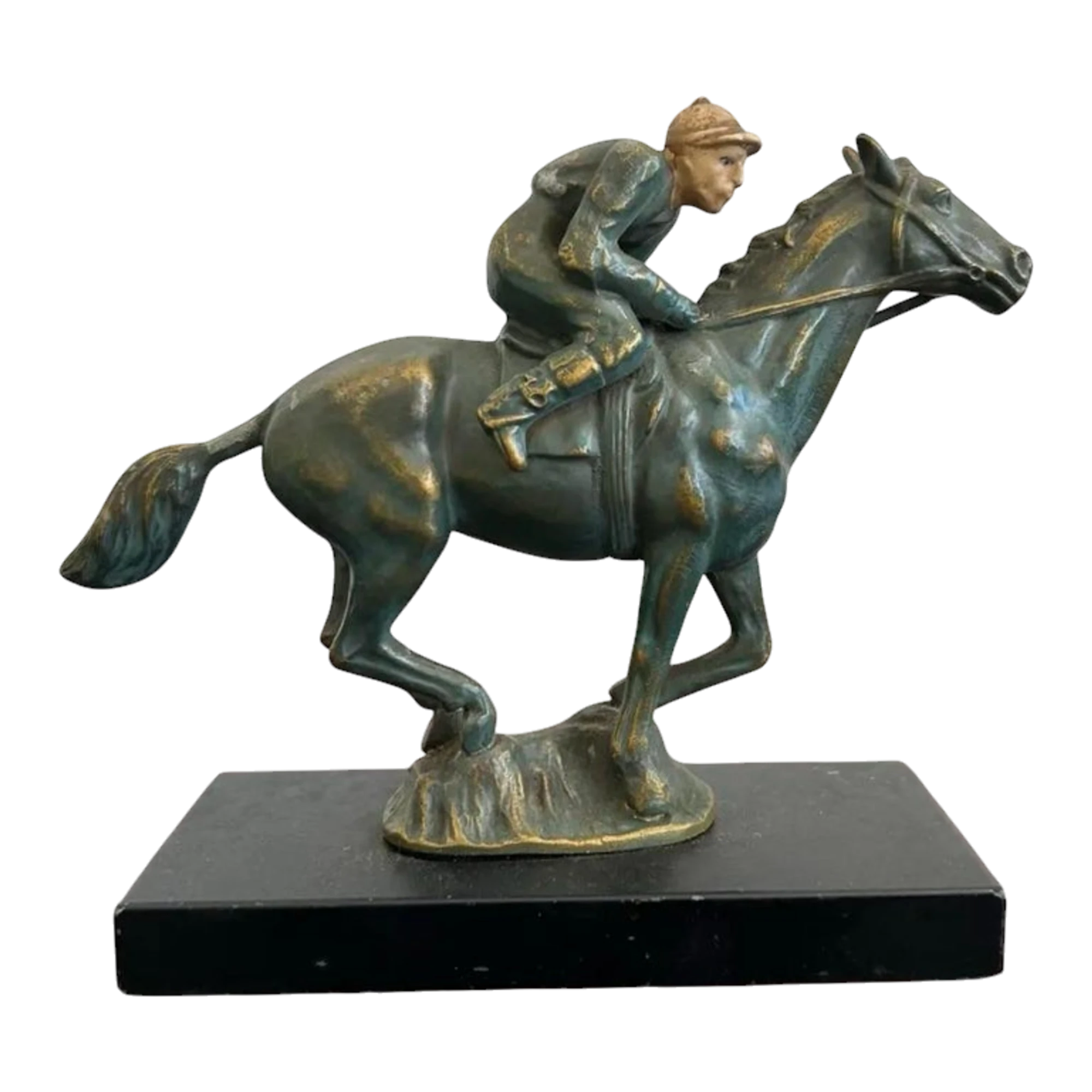 Vintage Mid 20th Century Equestrian Horse and Jockey Sculpture — additional photo 1