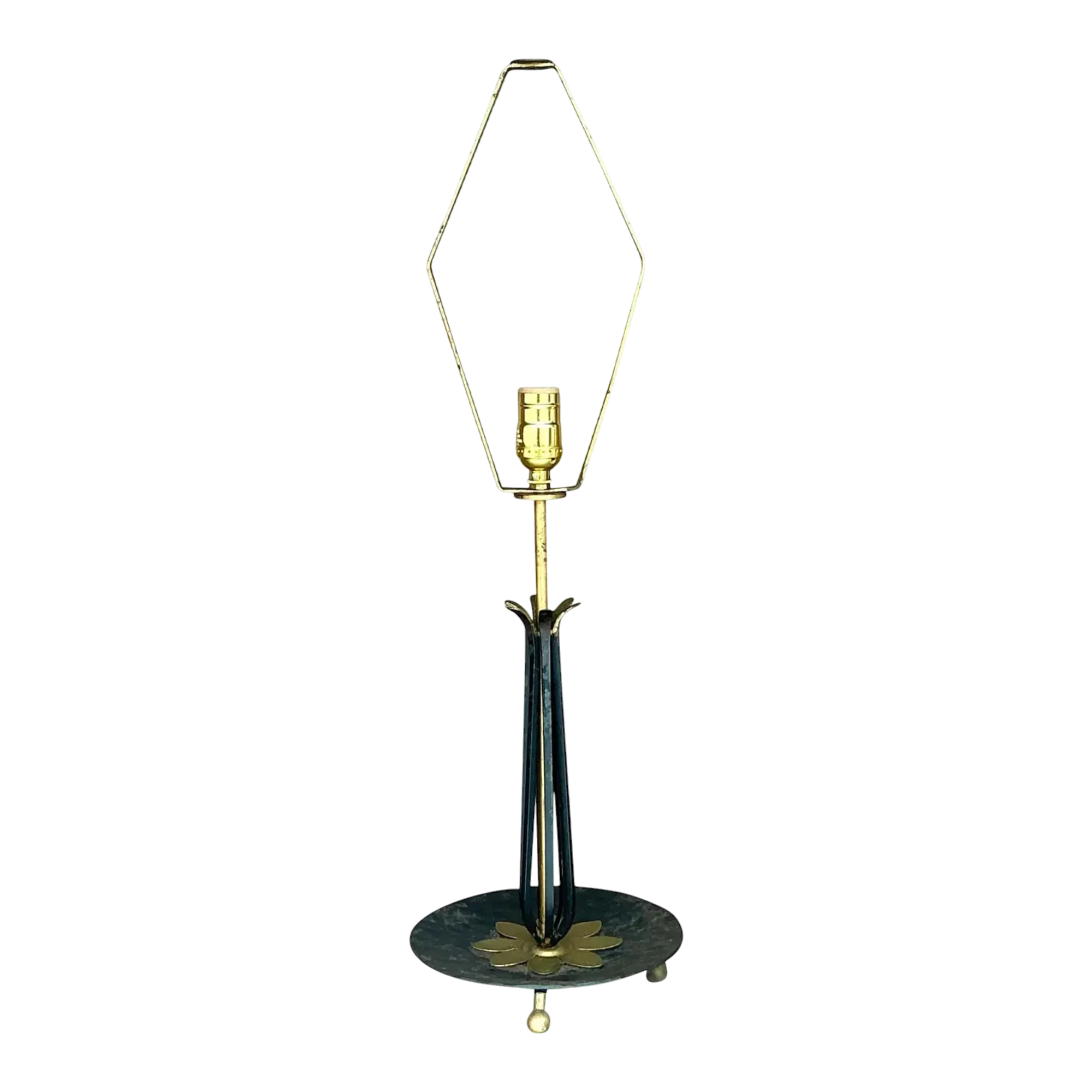 Vintage Mid 20th Century Wrought Iron Lotus Lamp
