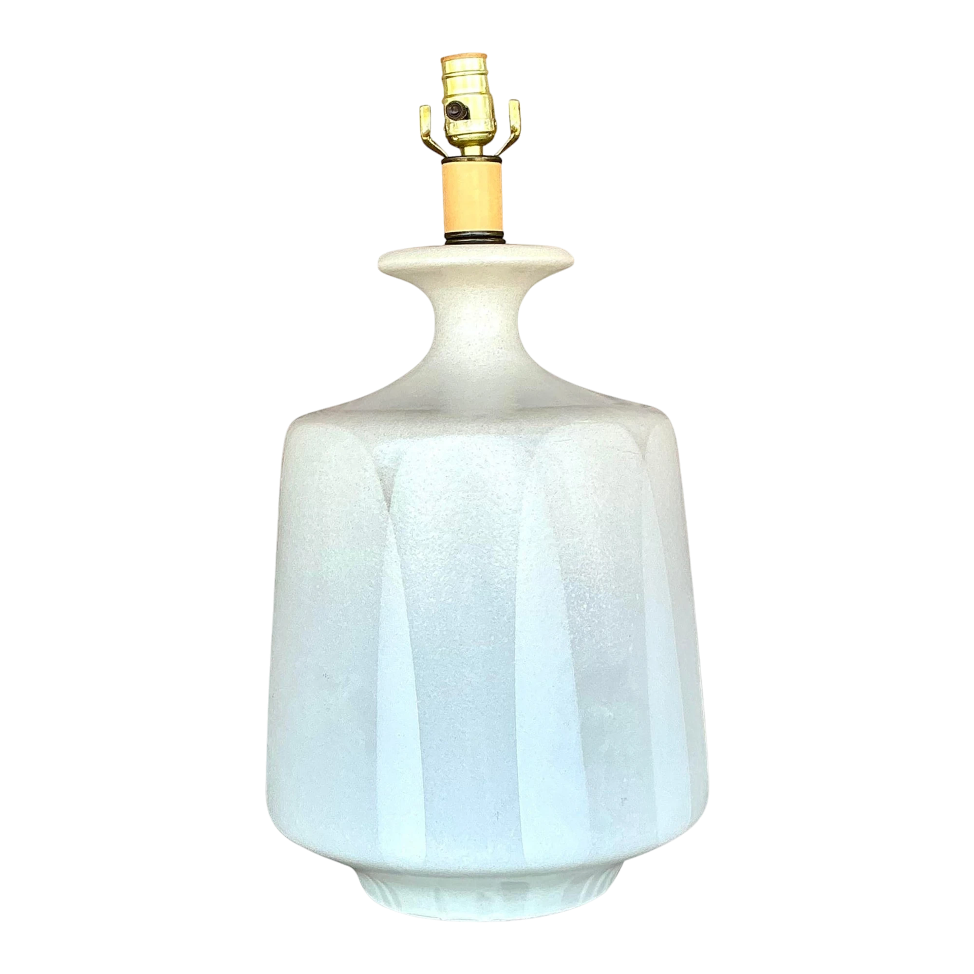 Vintage Mid-Century Light Gray Ceramic Textured Lamp