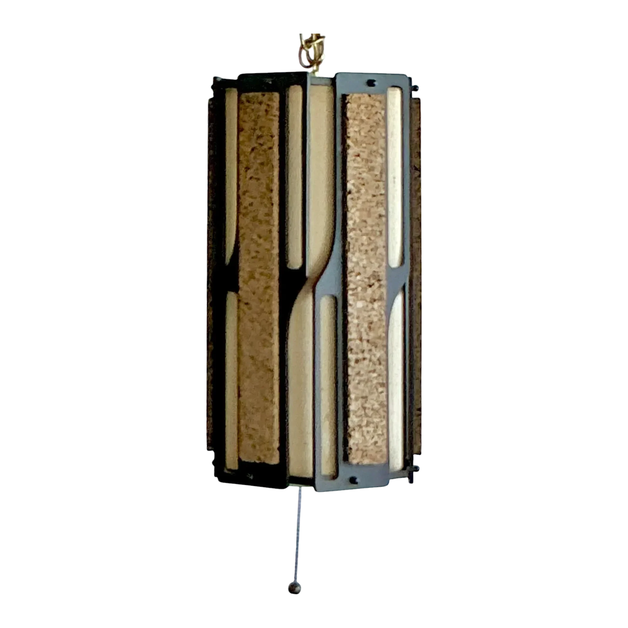 Vintage Mid-Century Modern Cork Panel Hanging Light
