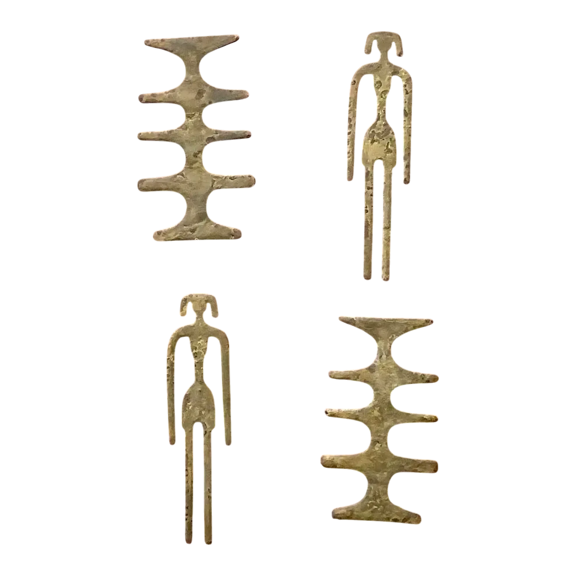 Vintage Mid-Century Modern Hammered Bronze Shapes Wall Sculpture