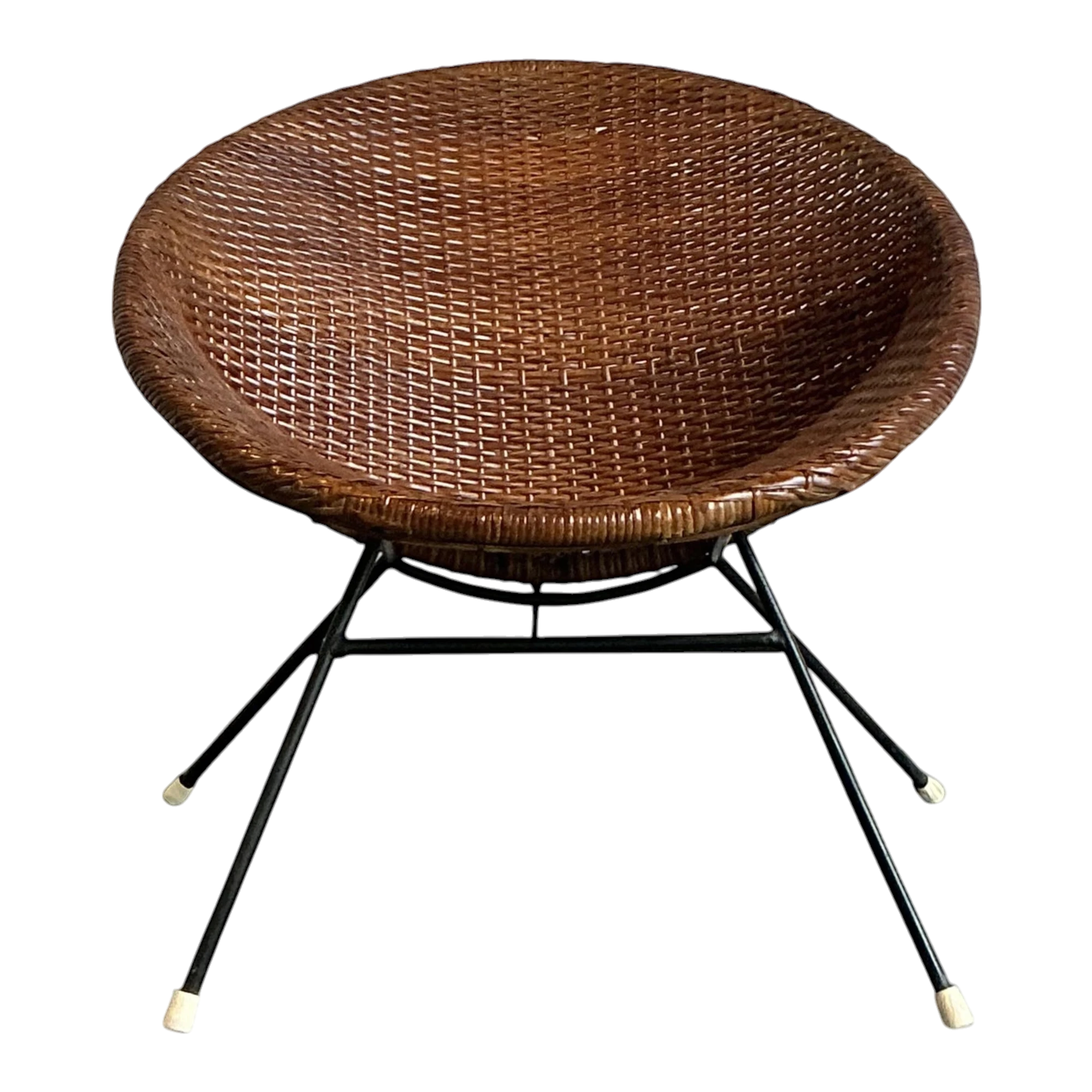 Vintage Mid-Century Modern Woven Rattan Hoop Chair