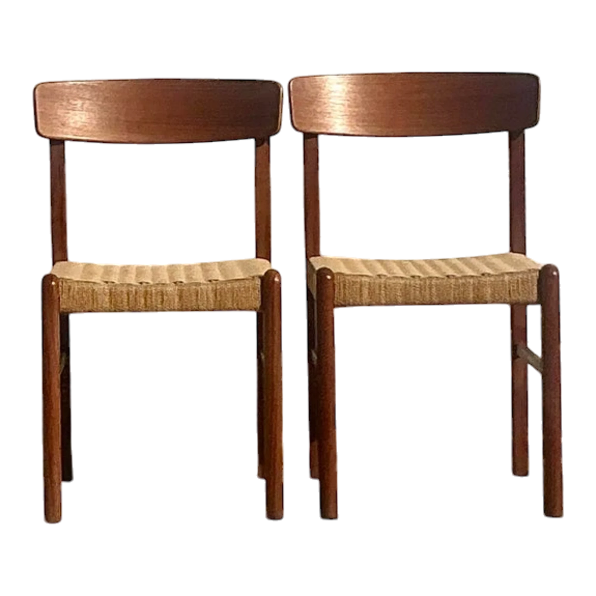 Vintage Mid-Century Modern Woven Rope Dining Chairs - Set of 2